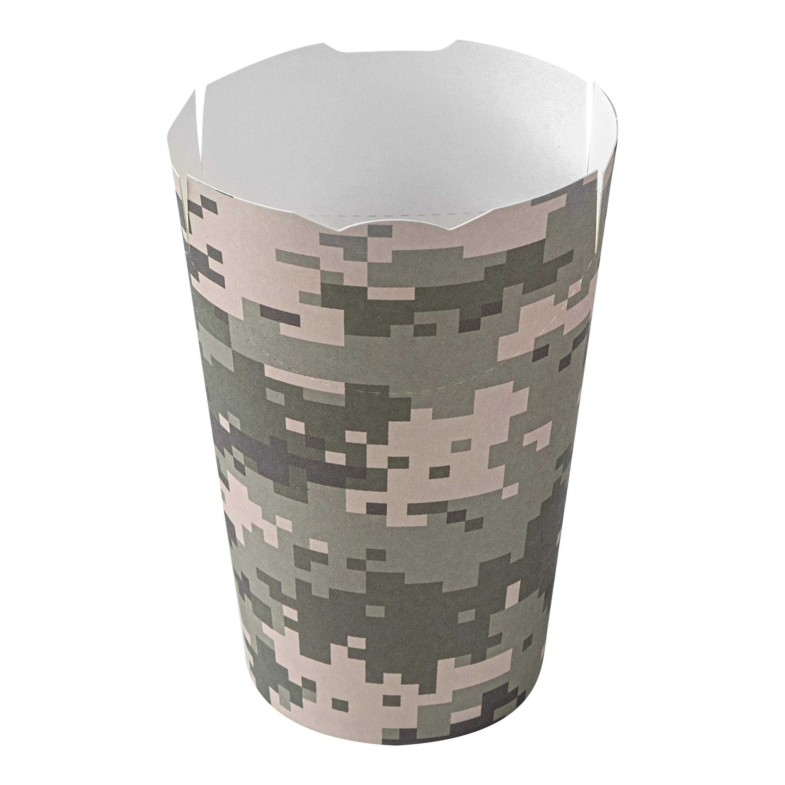 Containers, To-Go Fry & Snack, Bio Tek 16 Ounce, Paper, Camouflage, 3.25 x 3.25 x 4.25 Inch,100 - 1 EACH