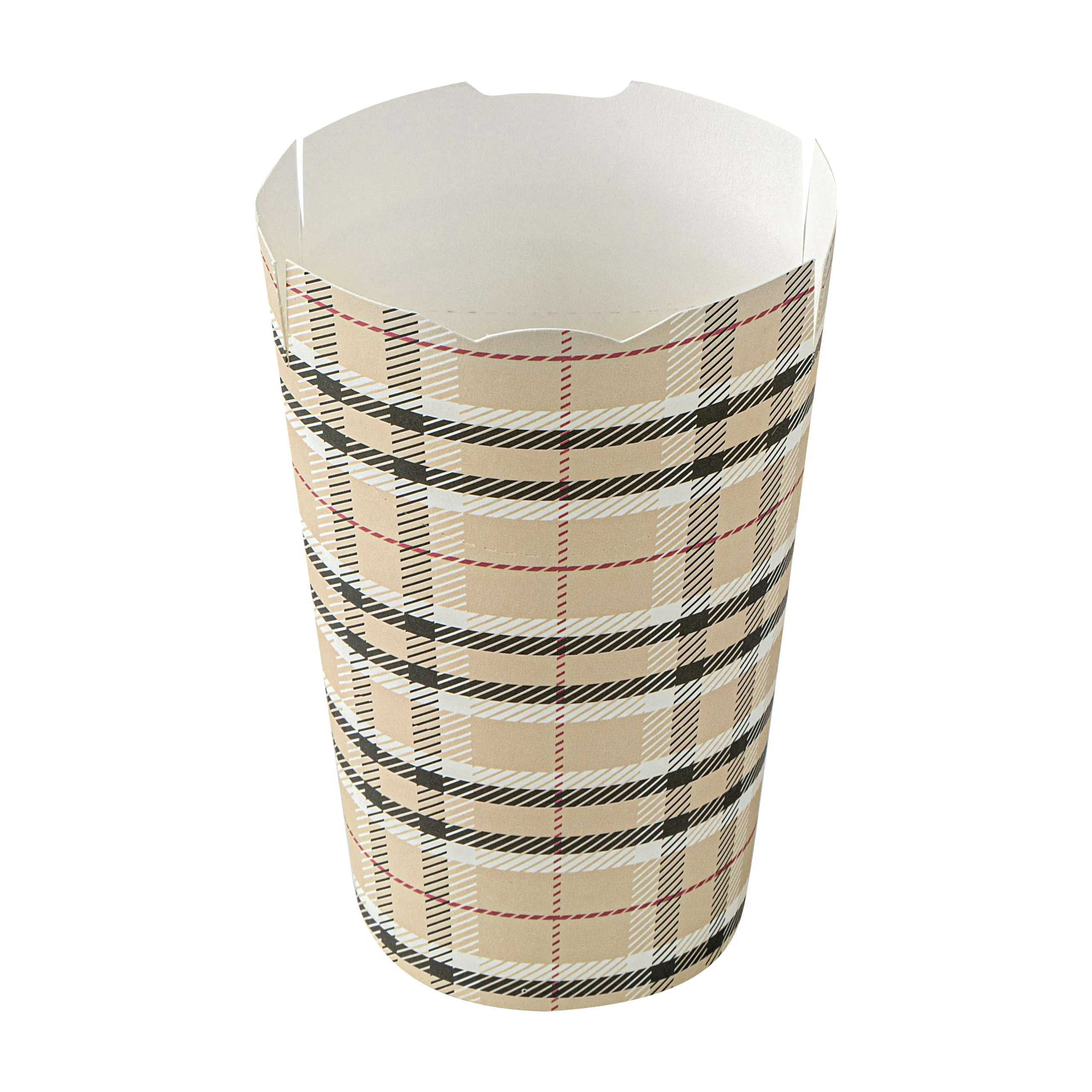 Containers, To-Go Fry & Snack, Bio Tek 16 Ounce, Paper, Plaid, 3.25 x 3.25 x 4.25 Inch,100 - 1 EACH