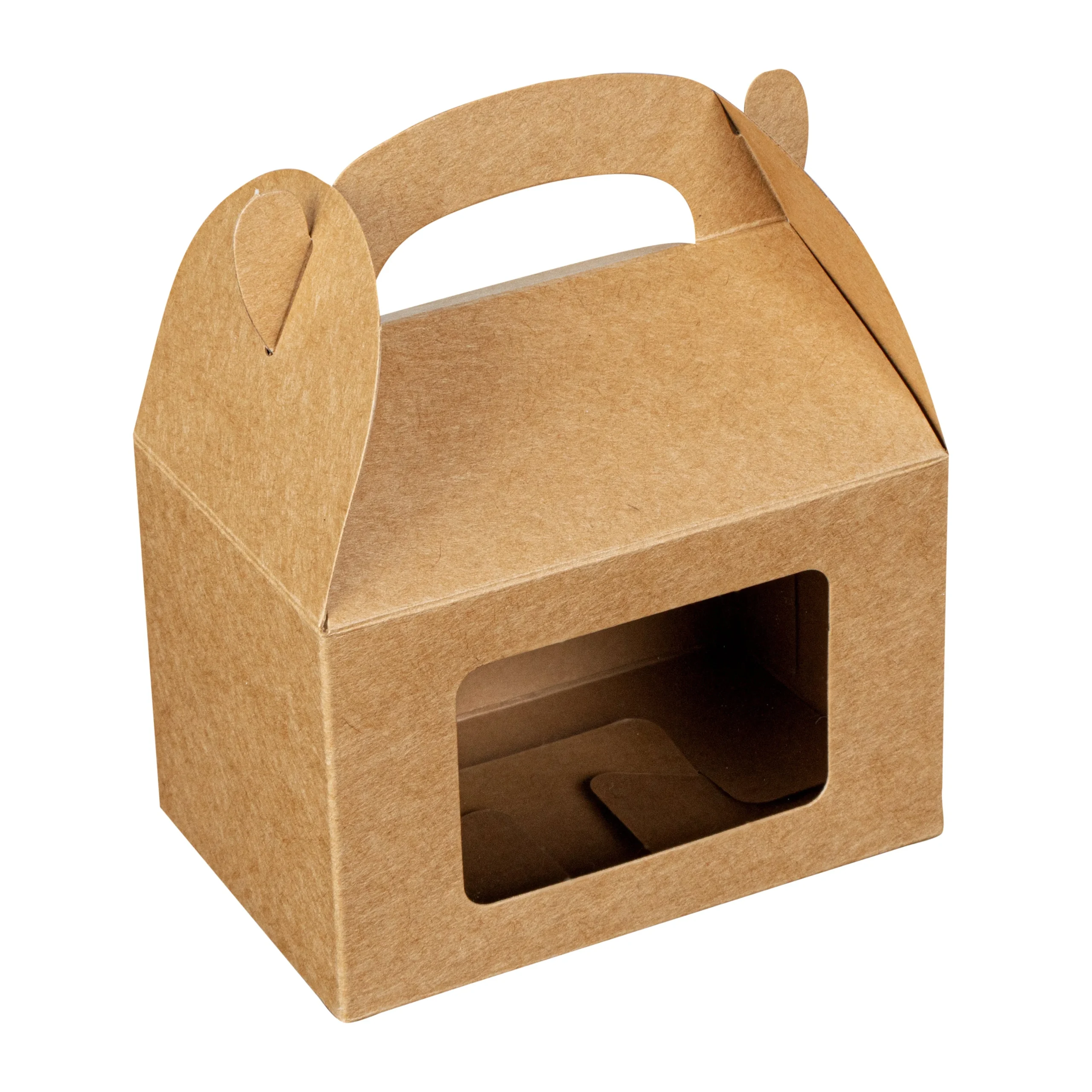 Boxes, Gable & Lunch, Bio Tek 4 x 2.50 x 2.50 Inch, Greaseproof Paper, Kraft, with Window,4 - 25 COUNT