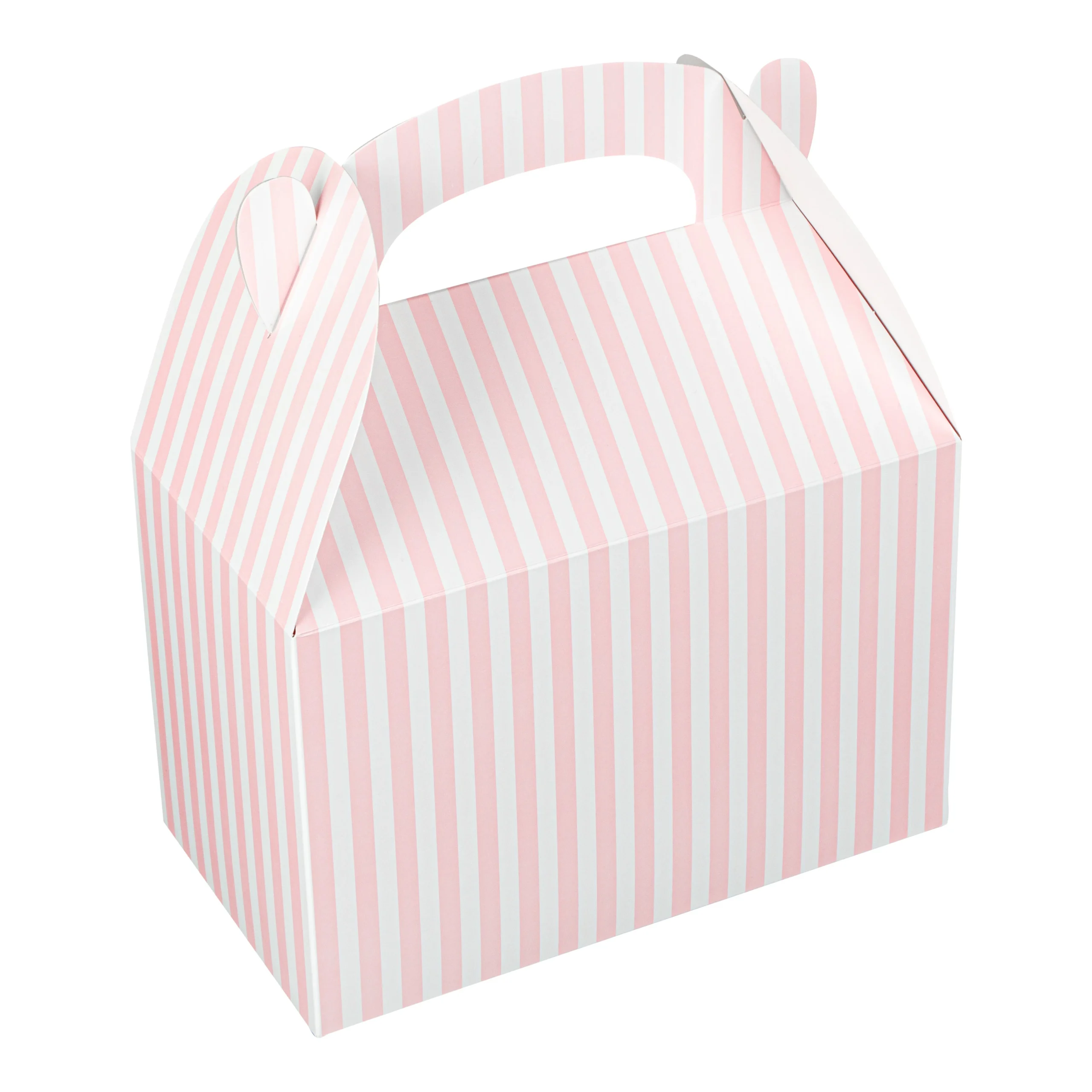 Boxes, Gable & Lunch, Bio Tek 8.50 x 4.75 x 5.50 Inch, Paper, Pink & White Stripe,4 - 25 COUNT