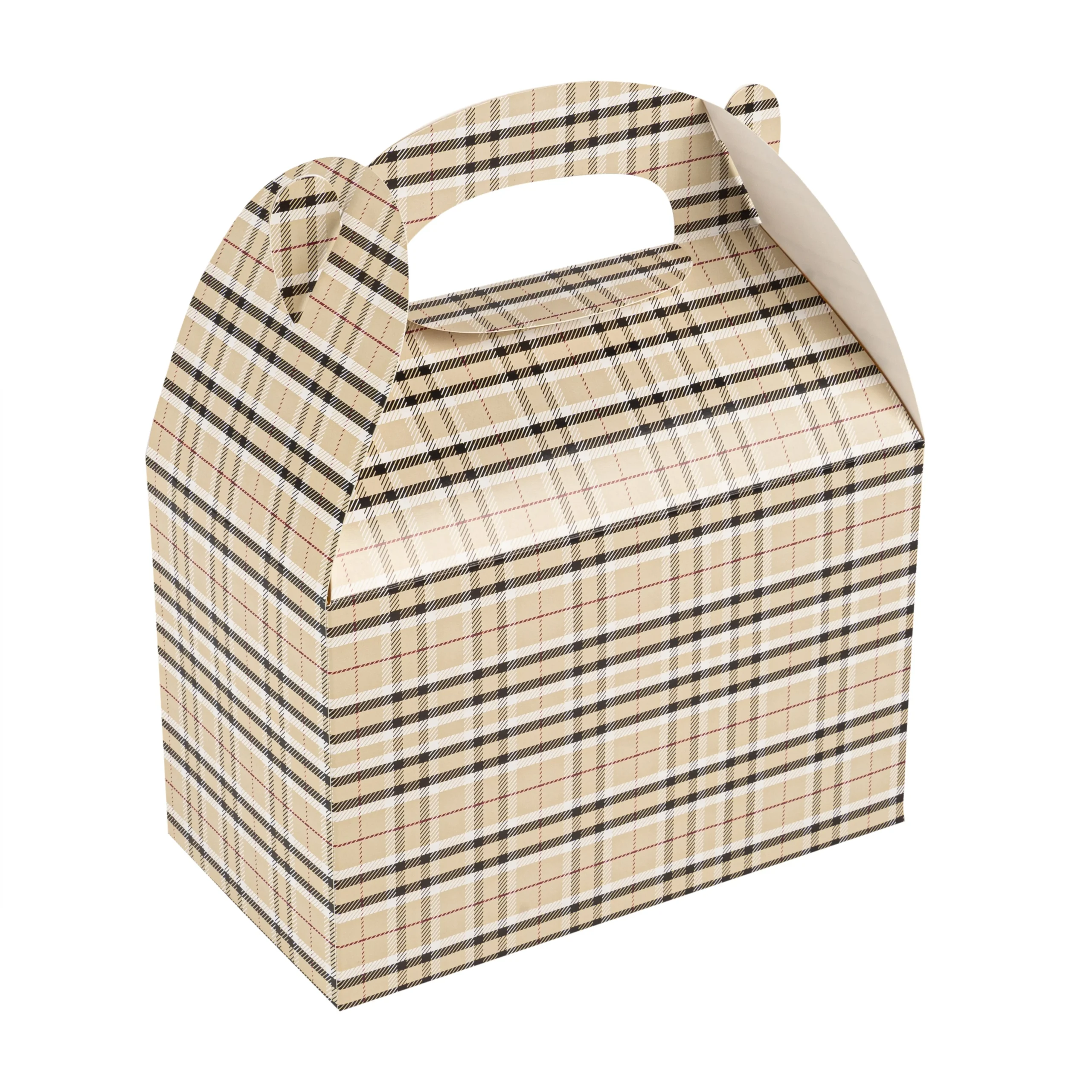 Boxes, Gable & Lunch, Bio Tek 8.50 x 4.75 x 5.50 Inch, Paper, Plaid,4 - 25 COUNT