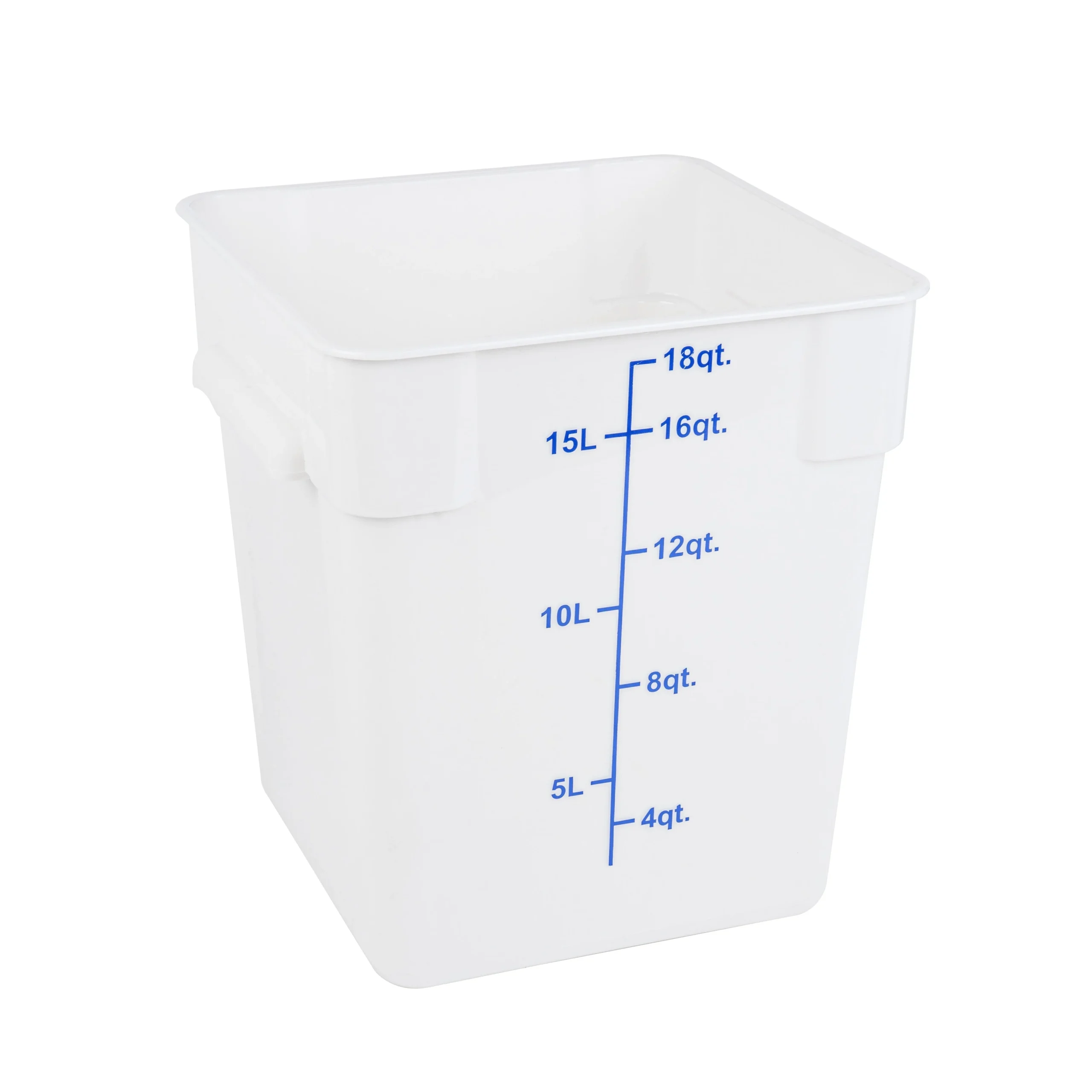 Containers, Food Storage, Met Lux 18 Quart, Square, White, 11 x 11 x 12.50 Inch, with Blue Volume Markers,10 - 1 EACH