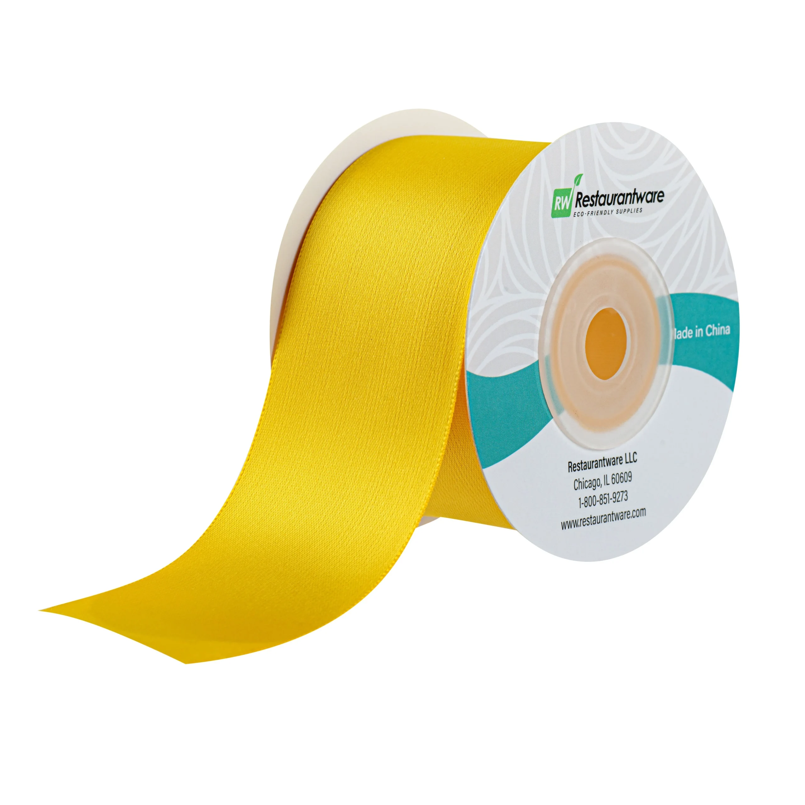 Ribbons, Satin, Gift Tek 1.50 Inch, Single-Face, Yellow, Polyester, 10 Yard,1 - 30 FOOT