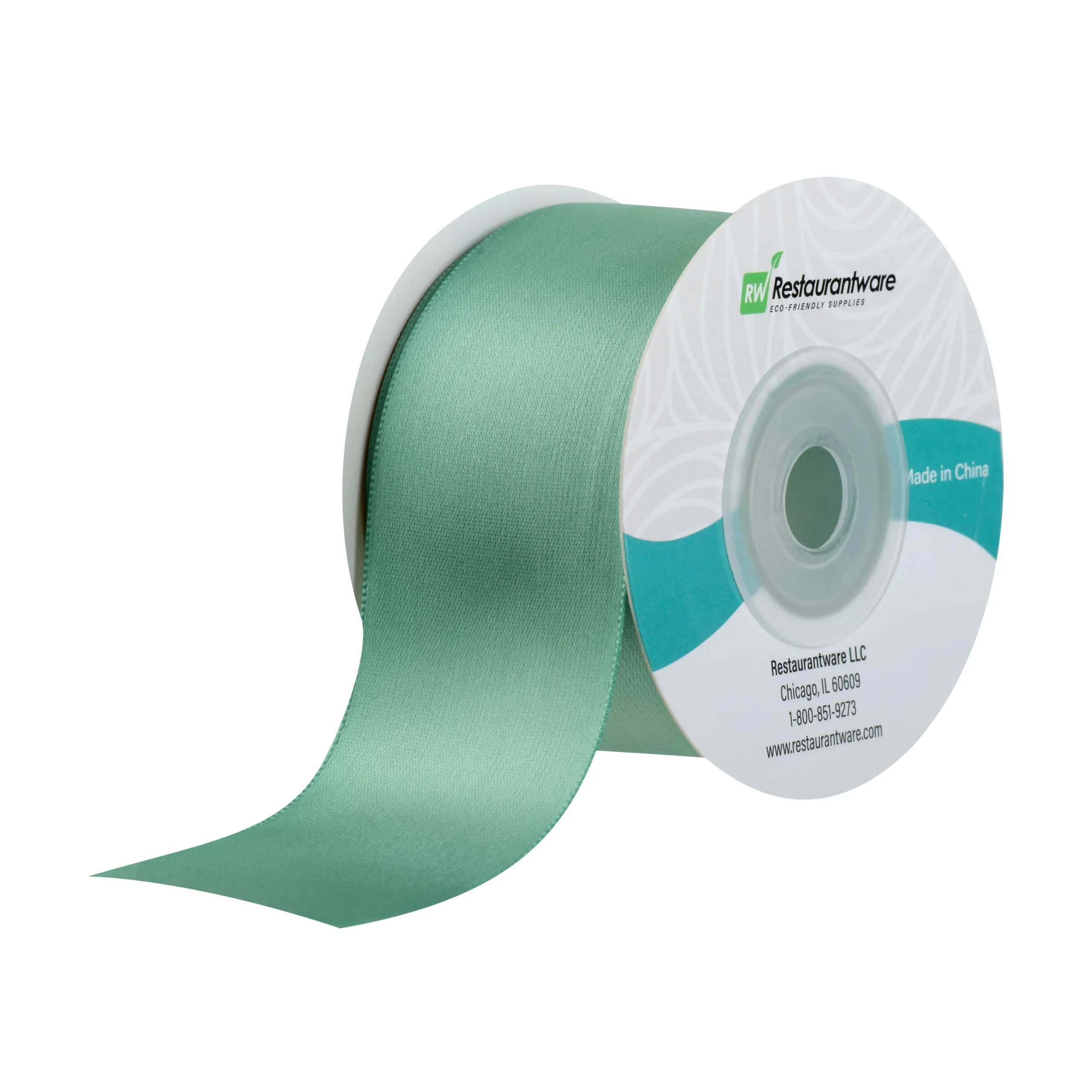 Ribbons, Satin, Gift Tek 1.50 Inch, Single-Face, Dark Shale Green, Polyester, 10 Yard,1 - 30 FOOT