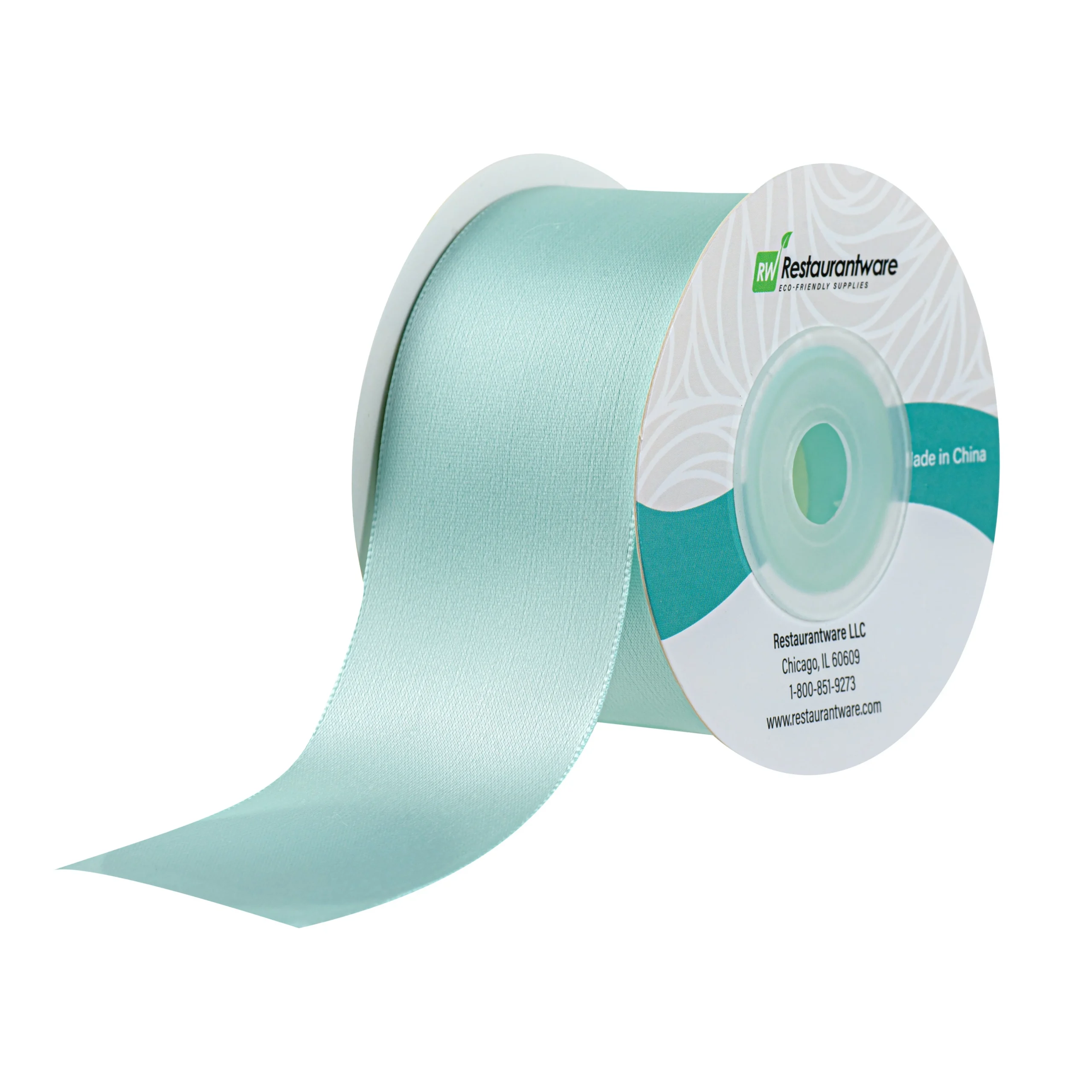 Ribbons, Satin, Gift Tek 1.50 Inch, Single-Face, Aqua Blue, Polyester, 10 Yard,1 - 30 FOOT