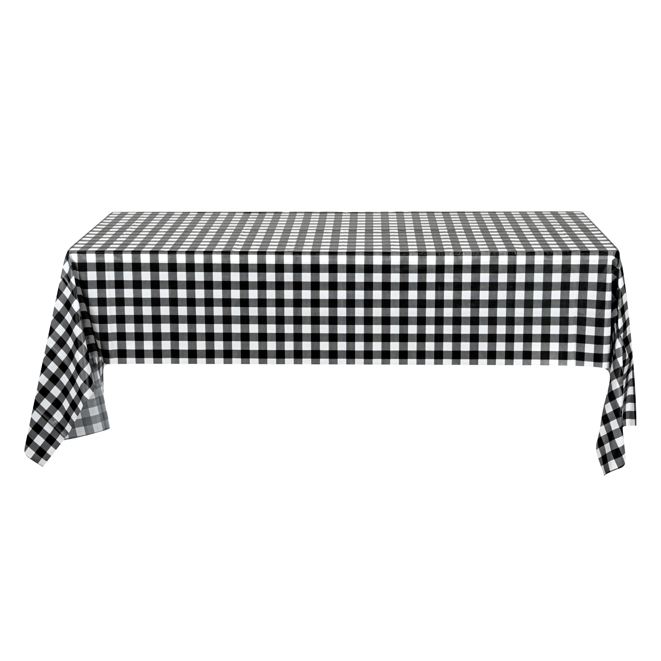 Covers, Table, Table Tek 108 x 54 Inch, Plastic, Black Gingham, Rectangular,2 - 1 EACH