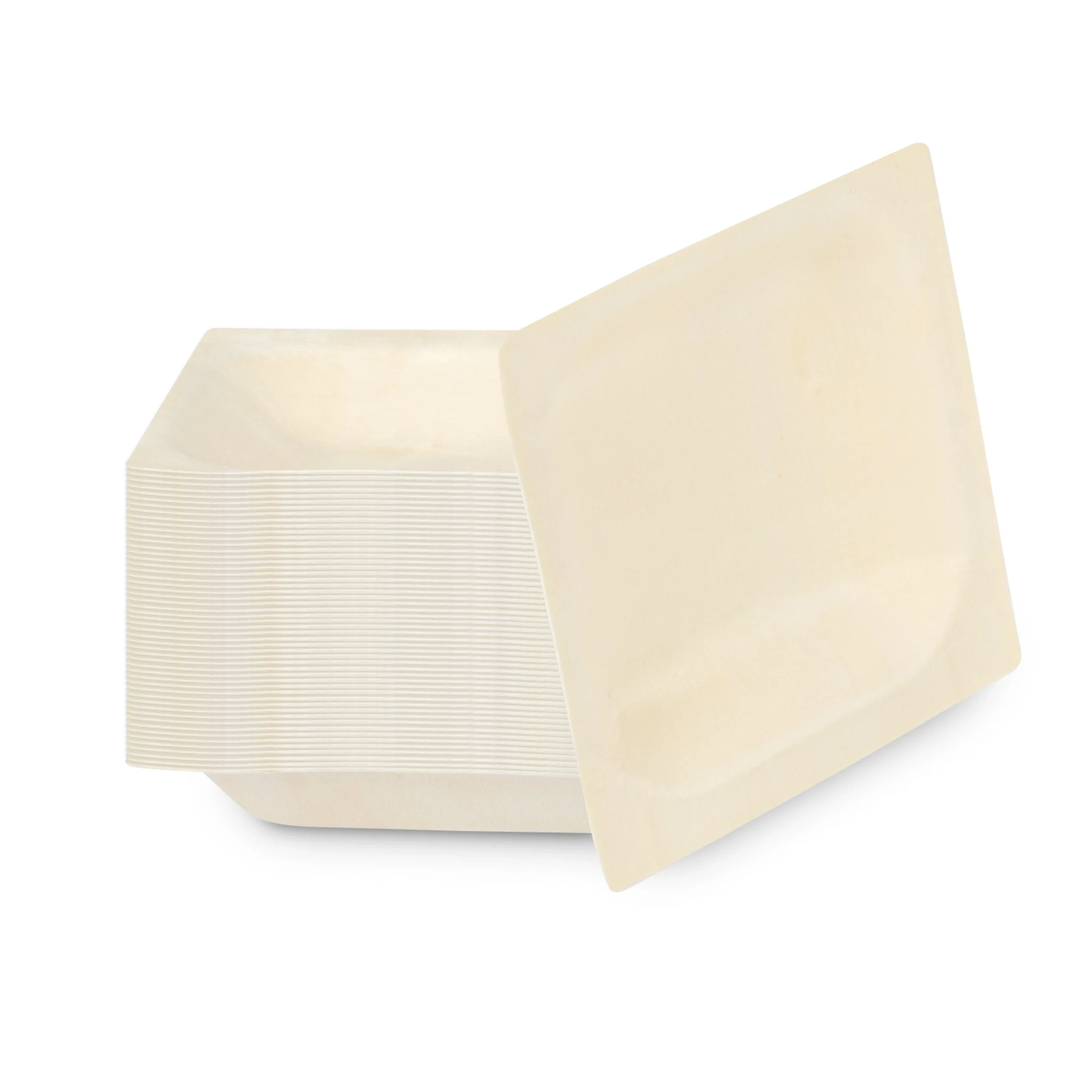 Plates, Taipei 4 x 4 Inch, Poplar Wood, Natural, Square,50 - 1 EACH