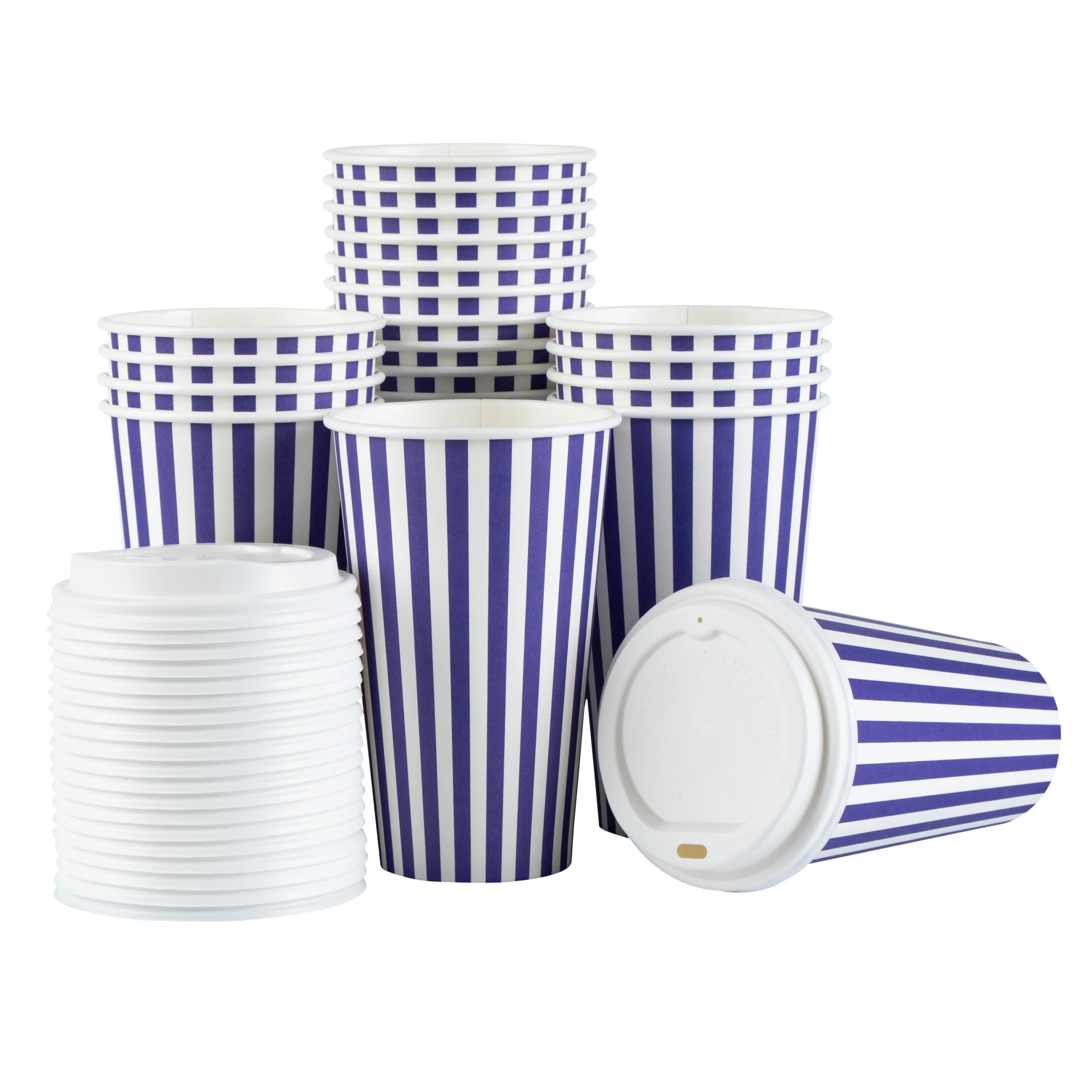 Cups, Hot, Restpresso 16 Ounce, Paper, Purple & White, Single Wall, 3.50 x 3.50 x 5.75 Inch, with White Lid,20 - 1 EACH