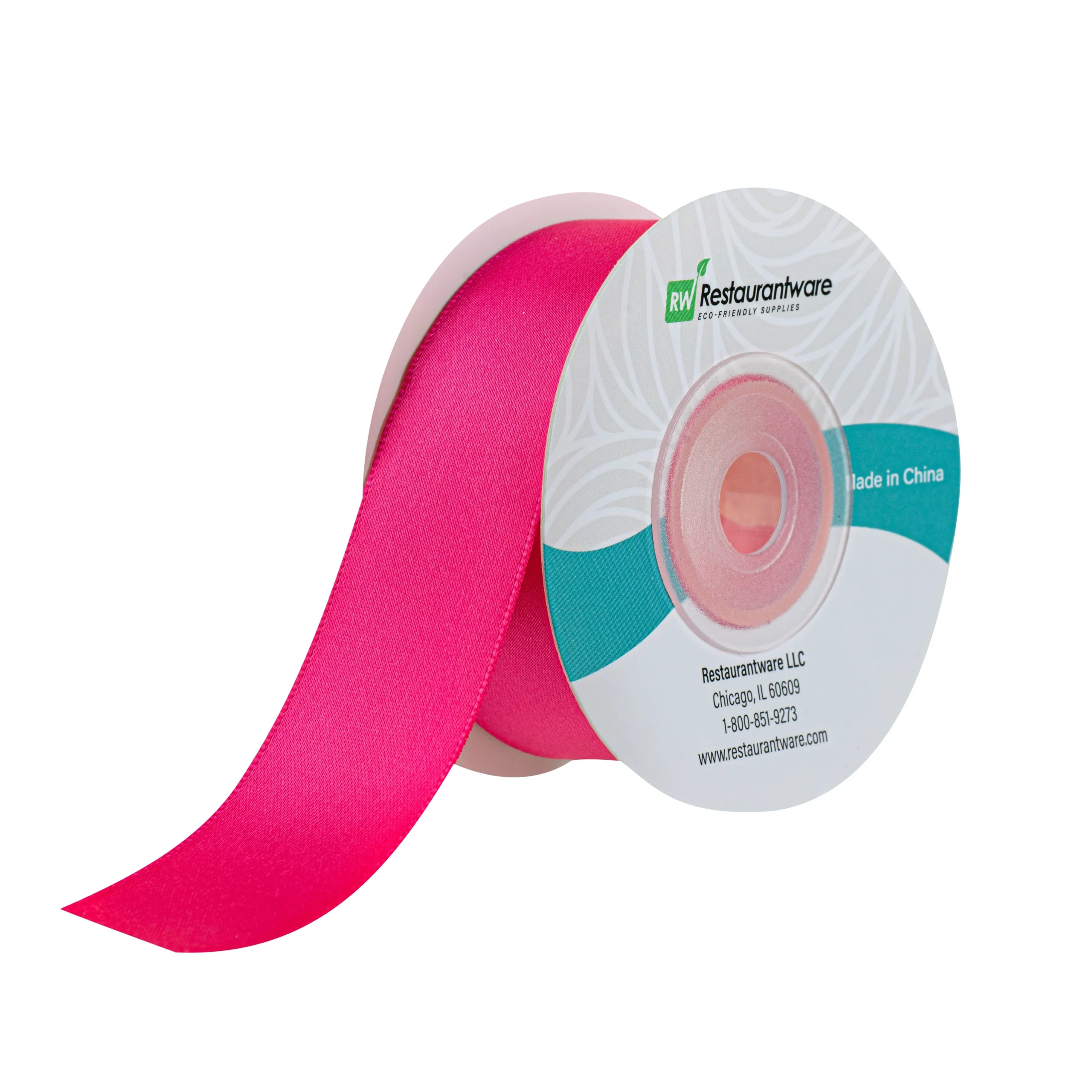 Ribbons, Satin, Gift Tek 1 Inch, Single-Face, Shocking Pink, Polyester, 10 Yard,10 - 30 FOOT
