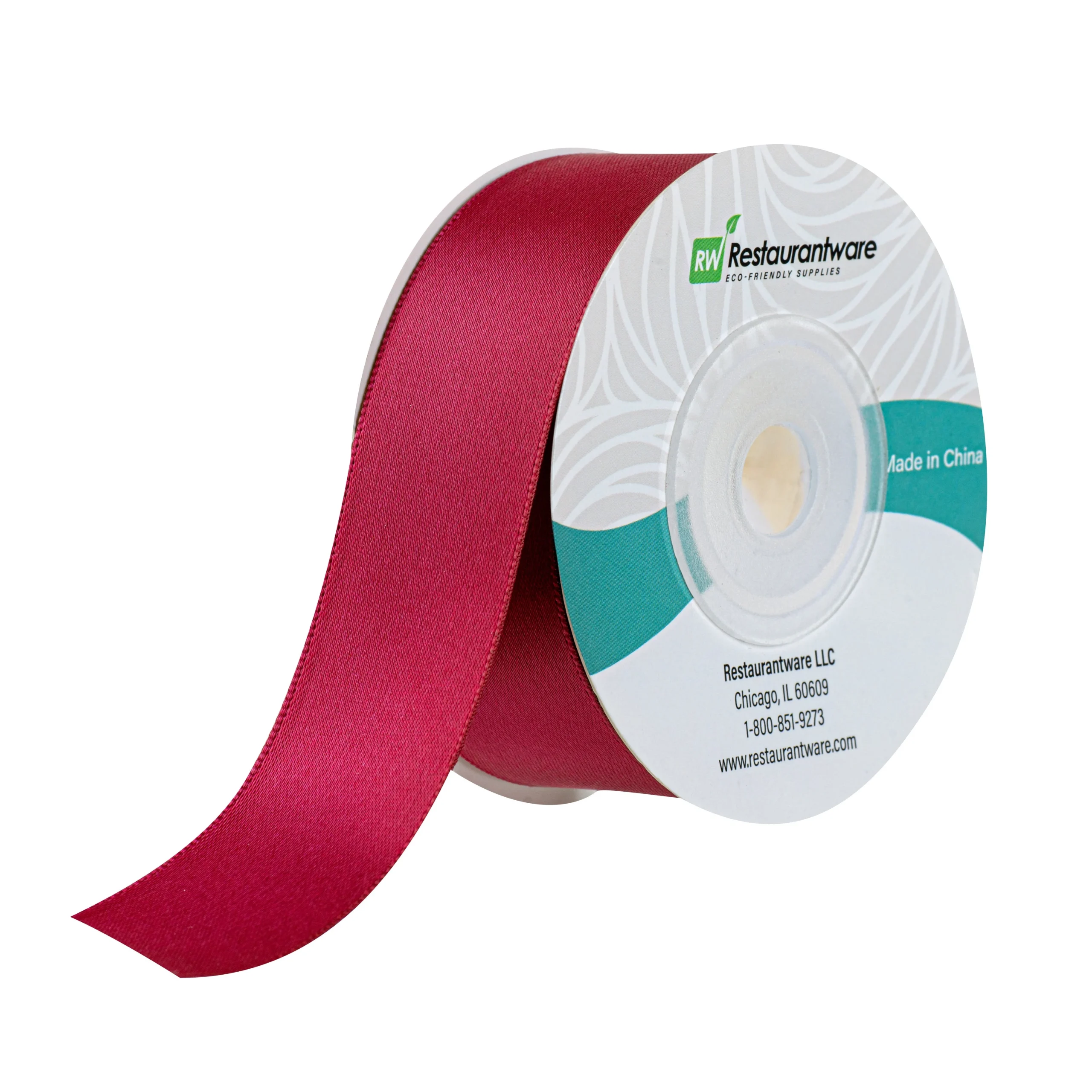 Ribbons, Satin, Gift Tek 1 Inch, Single-Face, Sherry Red, Polyester, 10 Yard,10 - 30 FOOT
