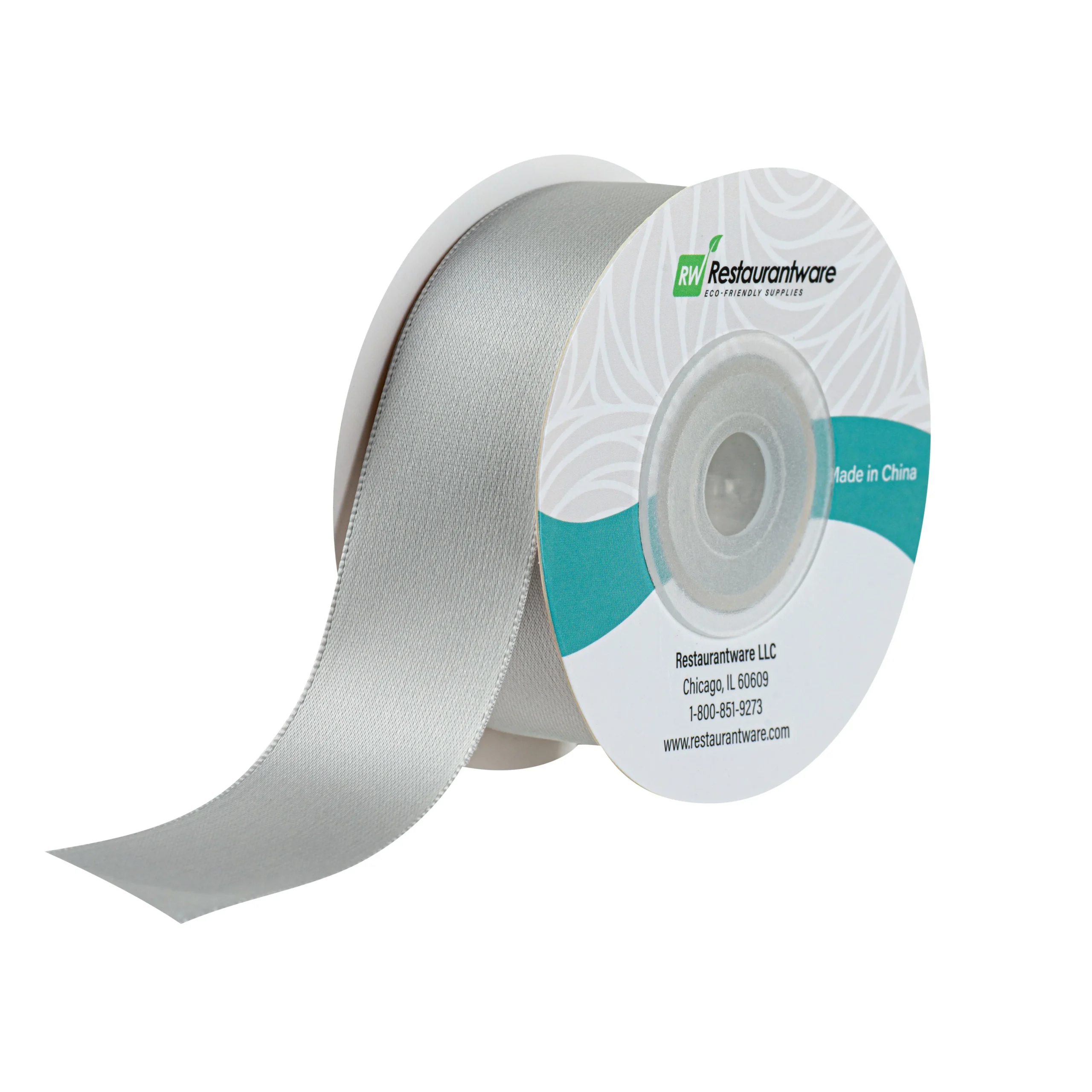 Ribbons, Satin, Gift Tek 1 Inch, Single-Face, Gray, Polyester, 10 Yard,10 - 30 FOOT