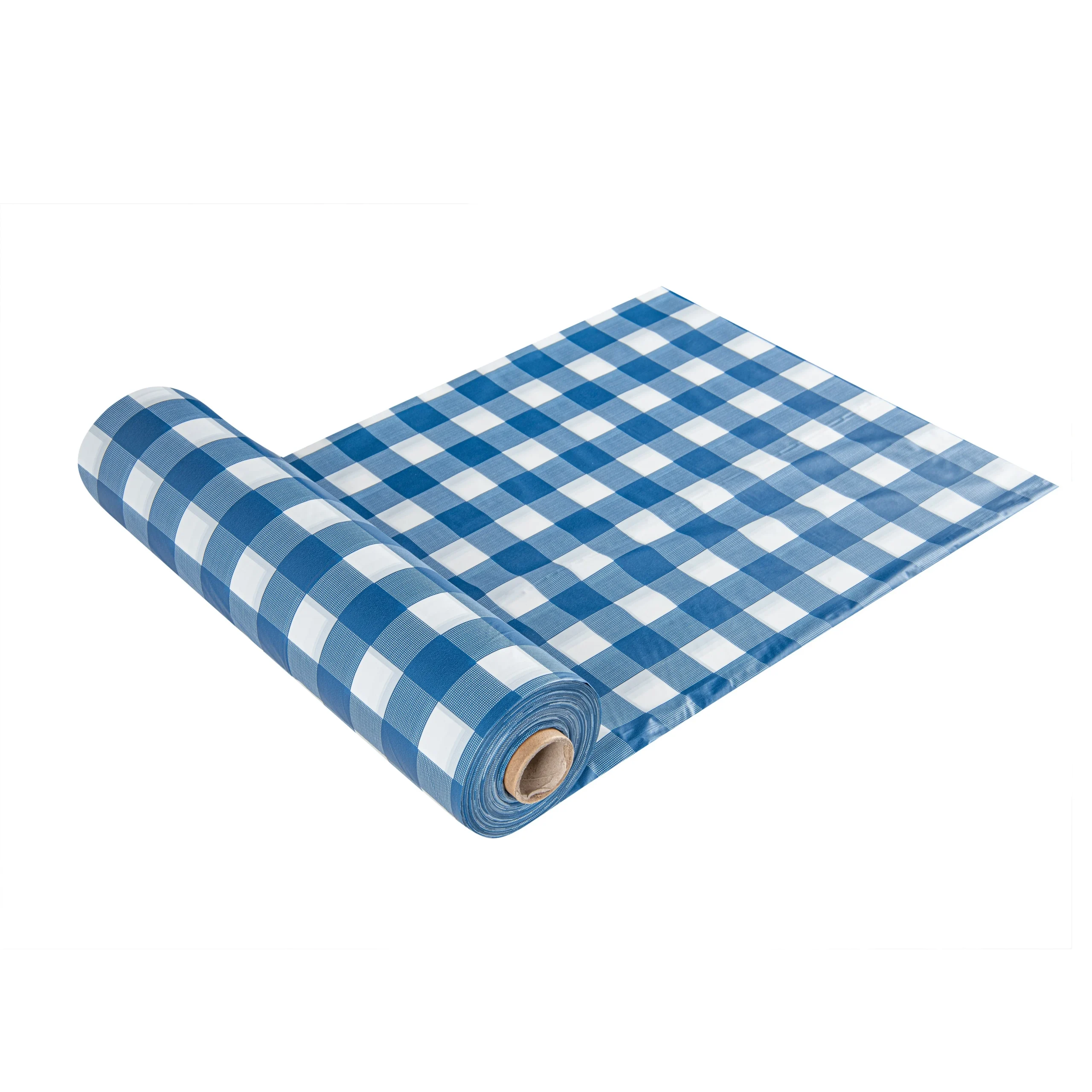Cover Rolls, Table, Table Tek 54 Inch x 100 Foot, Plastic, Blue Gingham, with Slide Cutter,10 - 1 EACH
