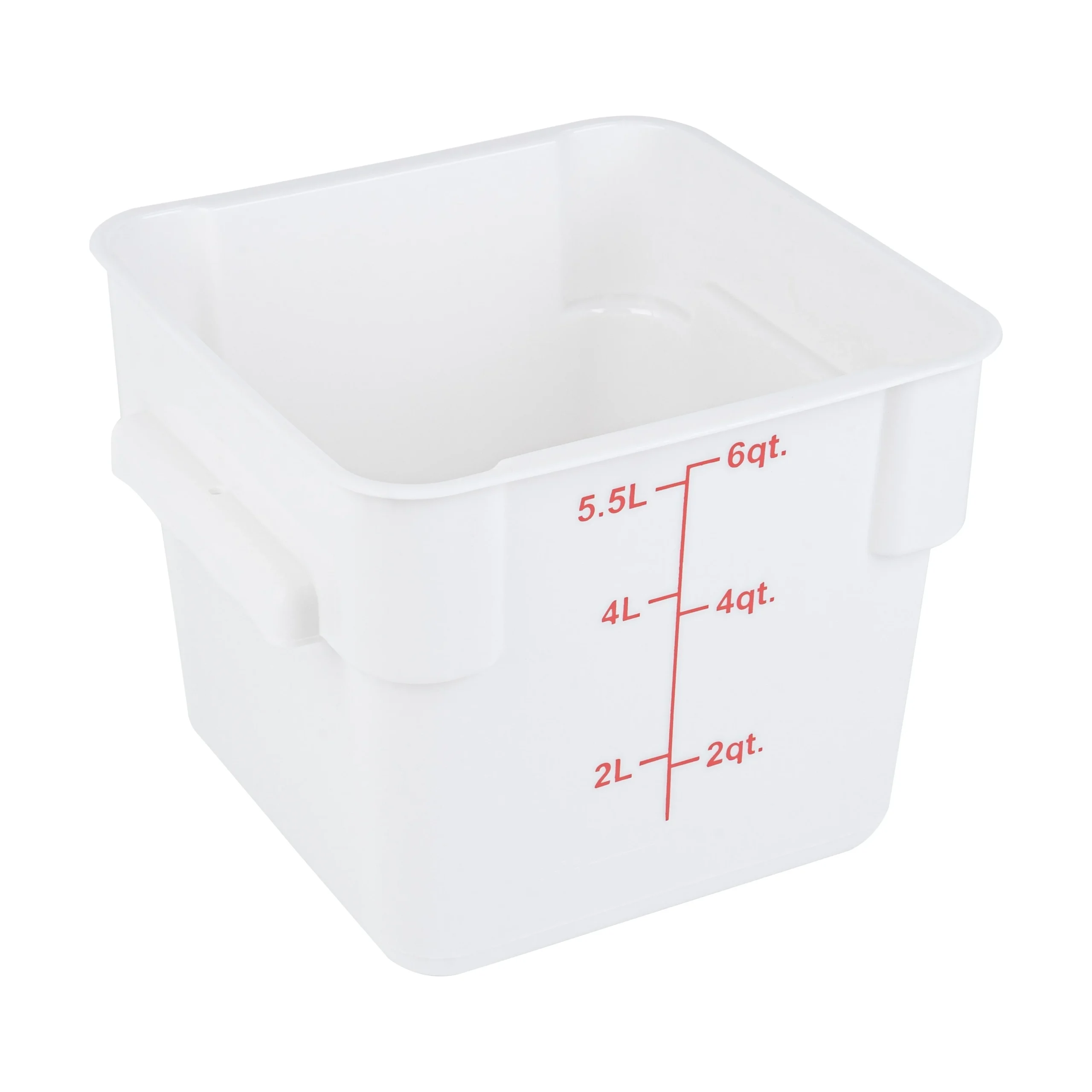 Containers, Food Storage, Met Lux 6 Quart, Square, White, 9 x 9 x 7.50 Inch, with Red Volume Markers,10 - 1 EACH
