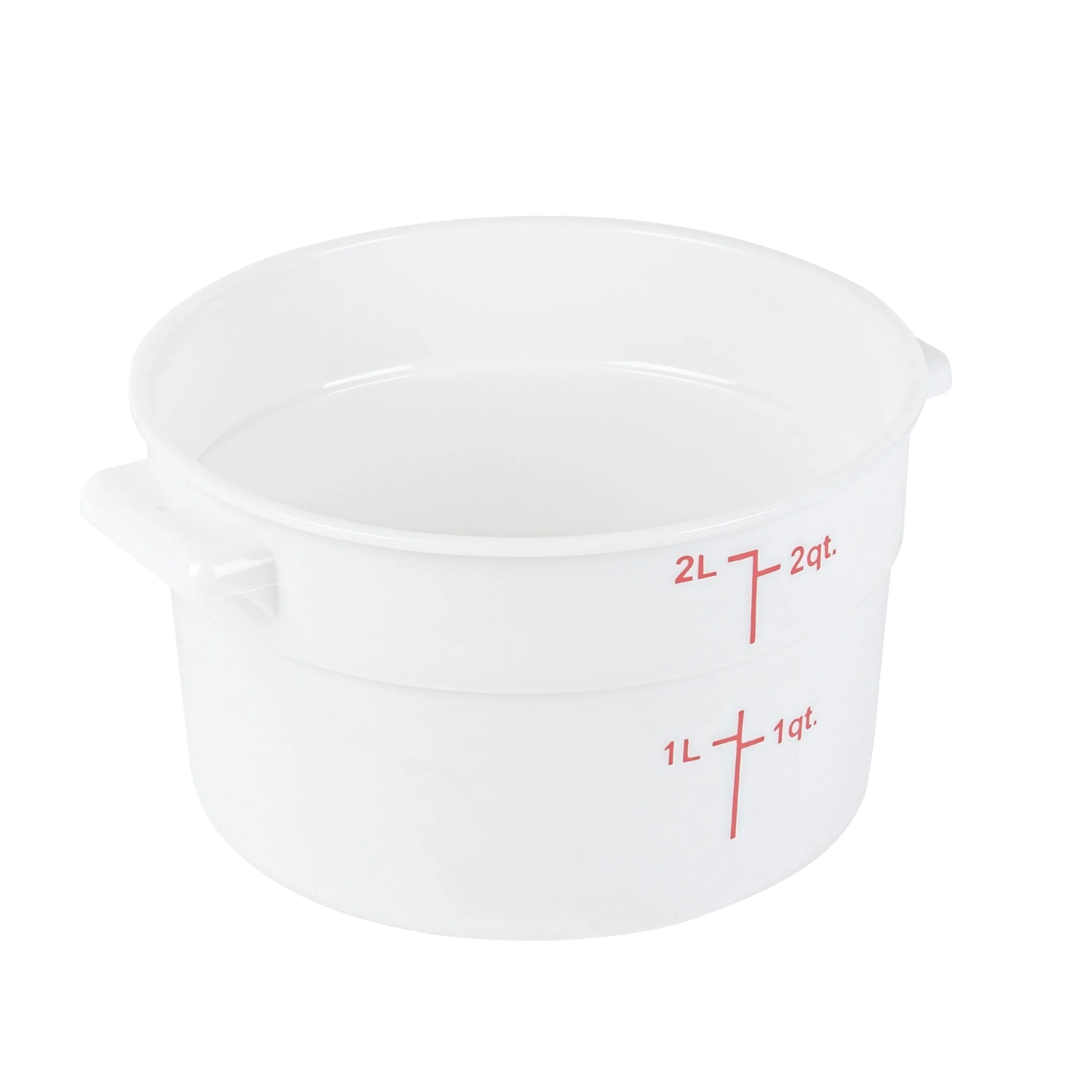 Containers, Food Storage, Met Lux 2 Quart, Round, White, 7.25 x 7.25 x 4.25 Inch, with Red Volume Markers,10 - 1 EACH