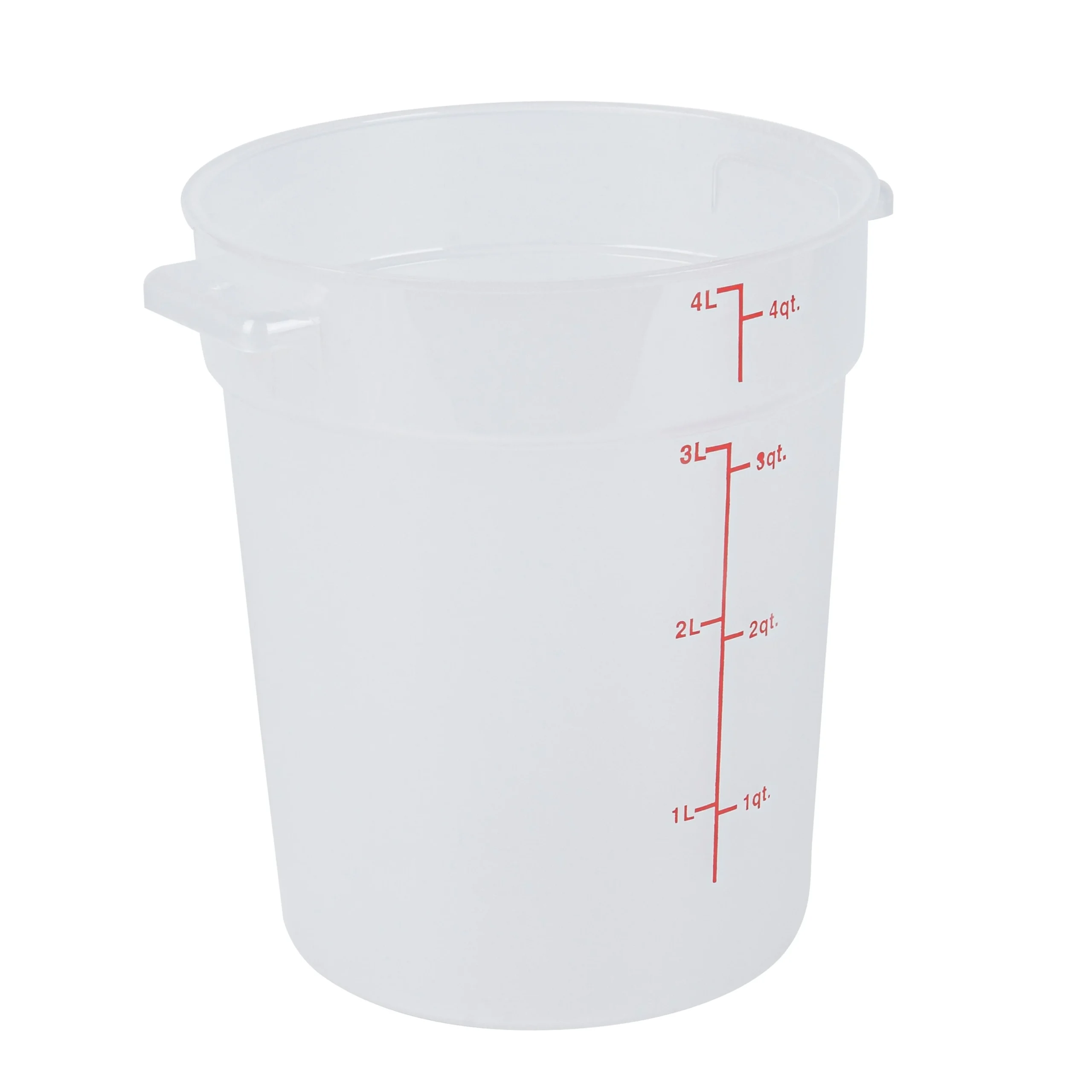 Containers, Food Storage, Met Lux 4 Quart, Round, Translucent, 7.25 x 7.25 x 8.50 Inch, with Red Volume Markers,10 - 1 EACH