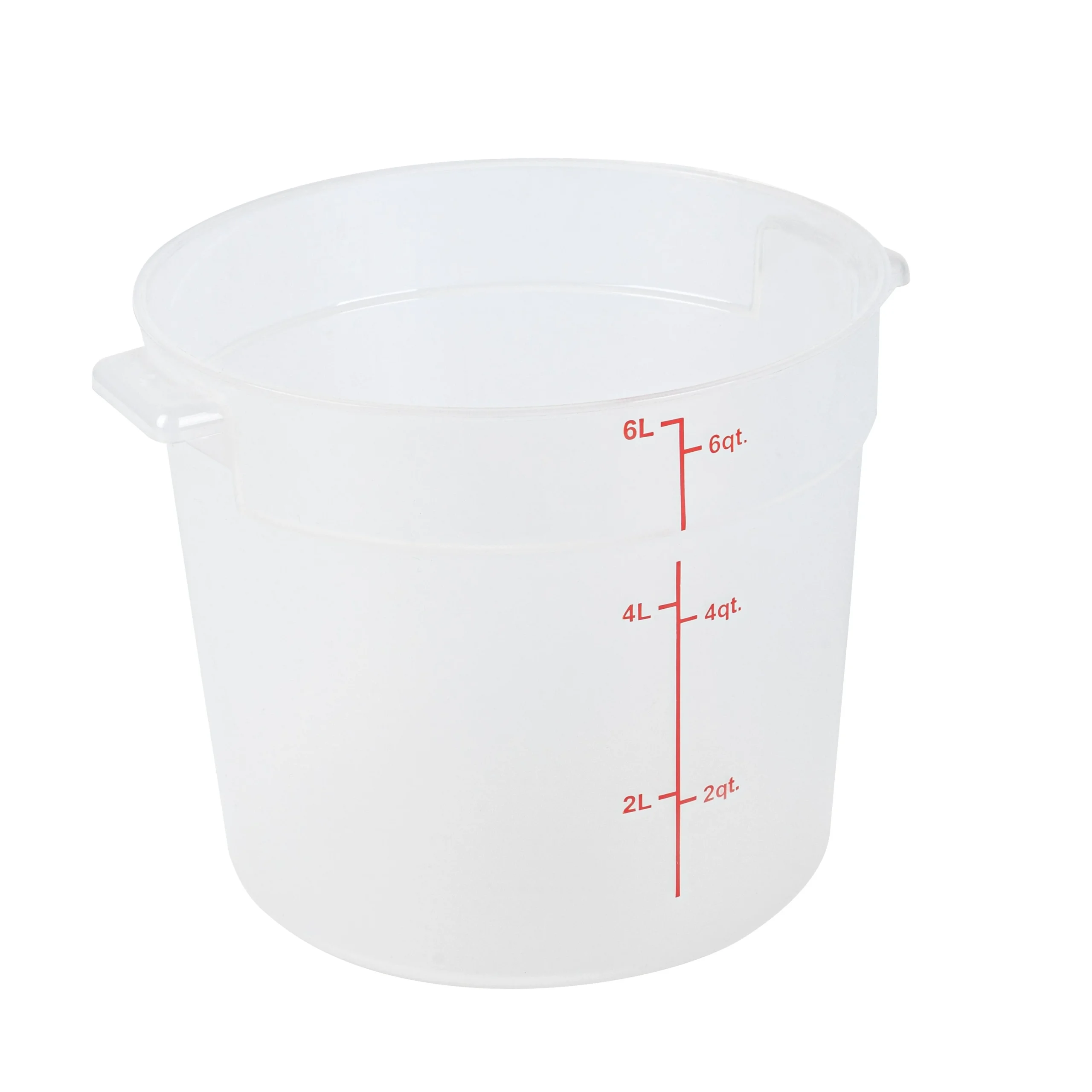 Containers, Food Storage, Met Lux 6 Quart, Round, Translucent, 8.75 x 8.75 x 7.75 Inch, with Red Volume Markers,10 - 1 EACH