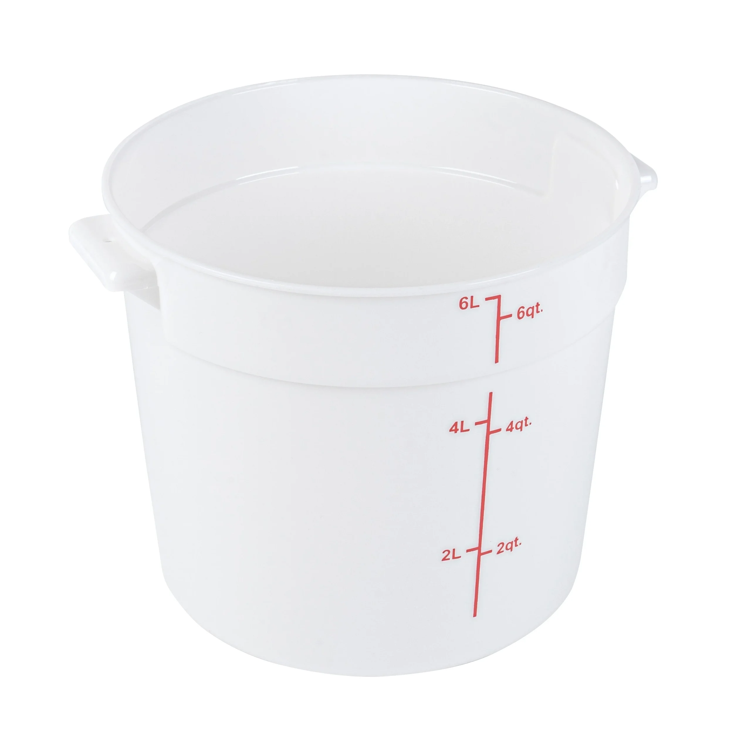 Containers, Food Storage, Met Lux 6 Quart, Round, White, 8.75 x 8.75 x 7.75 Inch, with Red Volume Markers,10 - 1 EACH