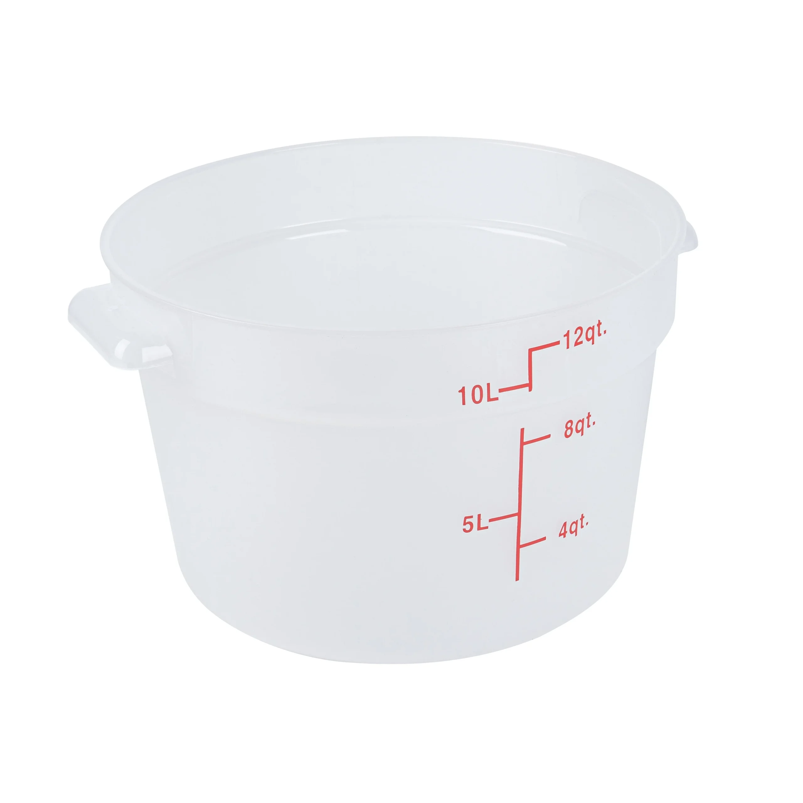 Containers, Food Storage, Met Lux 12 Quart, Round, Translucent, 12.25 x 12.25 x 8 Inch, with Red Volume Markers,10 - 1 EACH