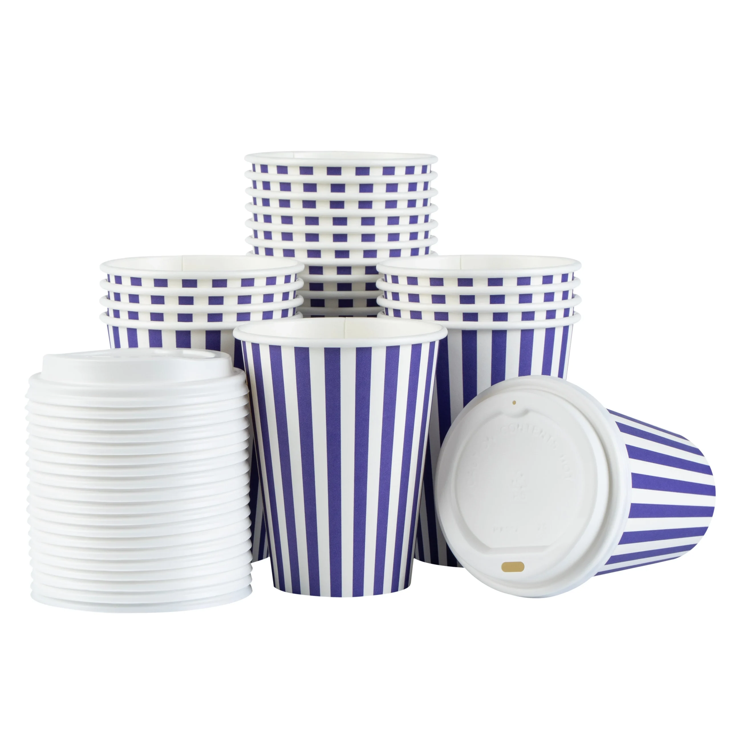 Cups, Hot, Restpresso 12 Ounce, Paper, Purple & White, Single Wall, 3.50 x 3.50 x 4.75 Inch, with White Lid,20 - 20 COUNT