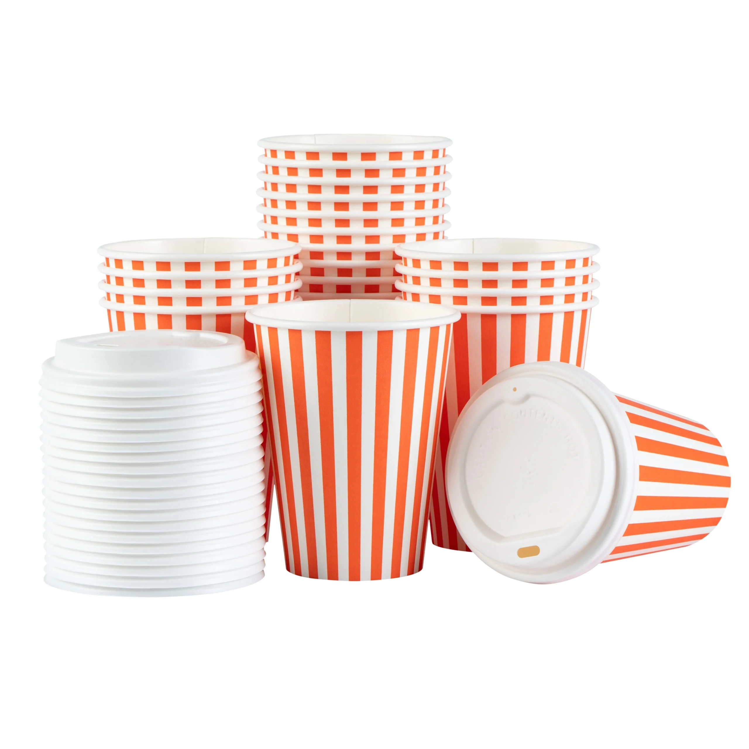 Cups, Hot, Restpresso 12 Ounce, Paper, Orange & White, Single Wall, 3.50 x 3.50 x 4.75 Inch, with White Lid,20 - 20 COUNT