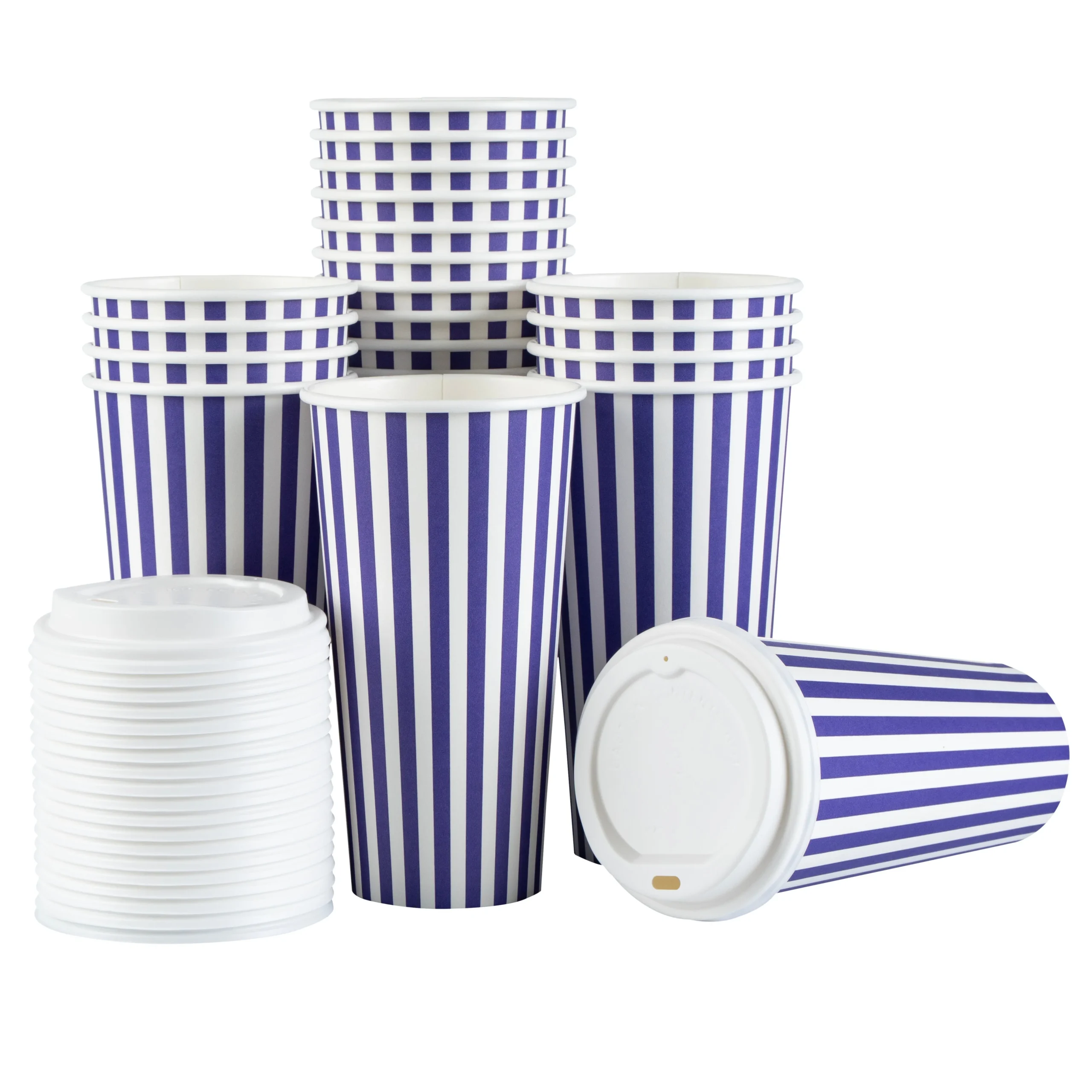 Cups, Hot, Restpresso 20 Ounce, Paper, Purple & White, Single Wall, 3.50 x 3.50 x 6.50 Inch, with White Lid,20 - 20 COUNT
