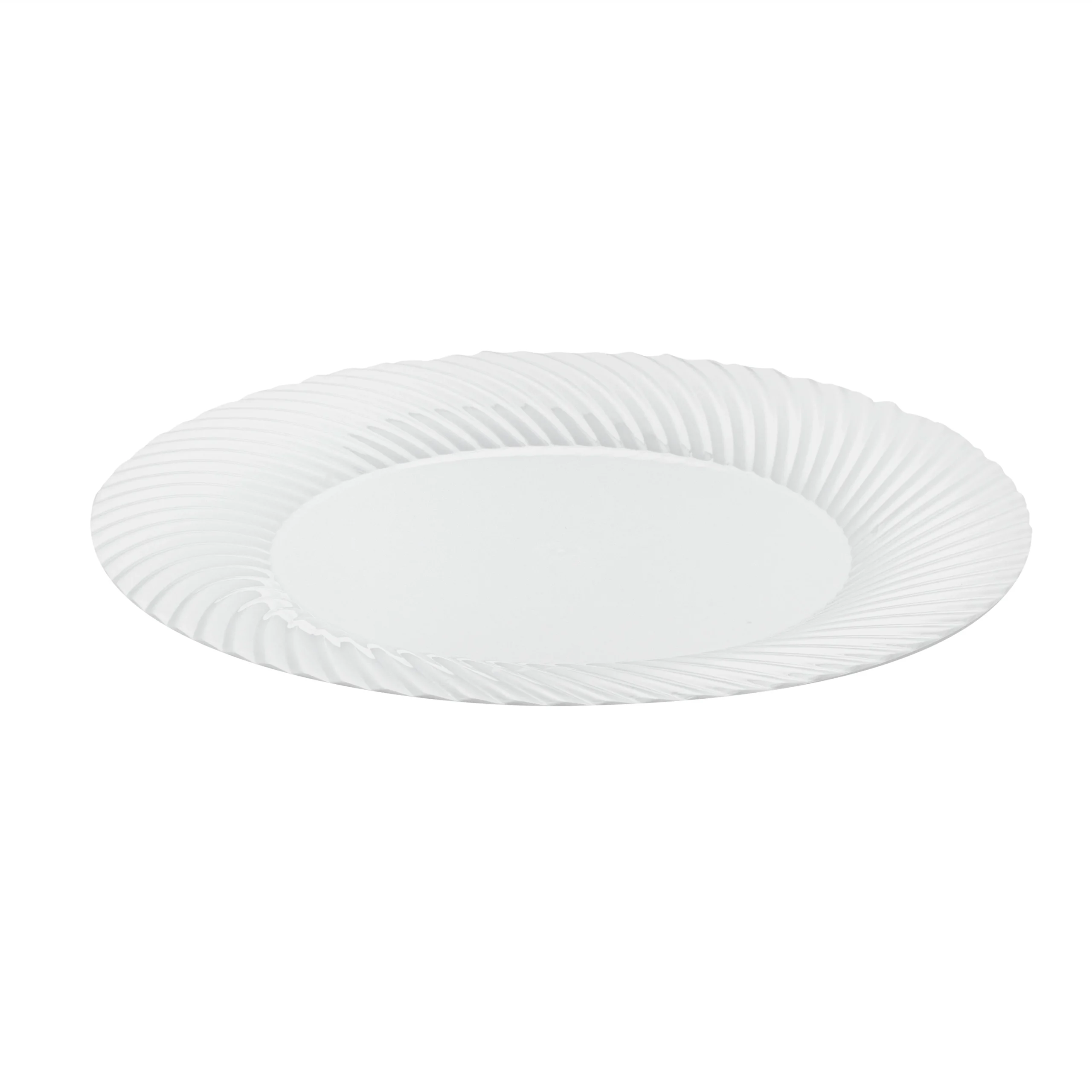Plates, Moderna 9 x 9 x 0.50 Inch, Plastic, White, Wave Textured Rim, Round,40 - 1 EACH