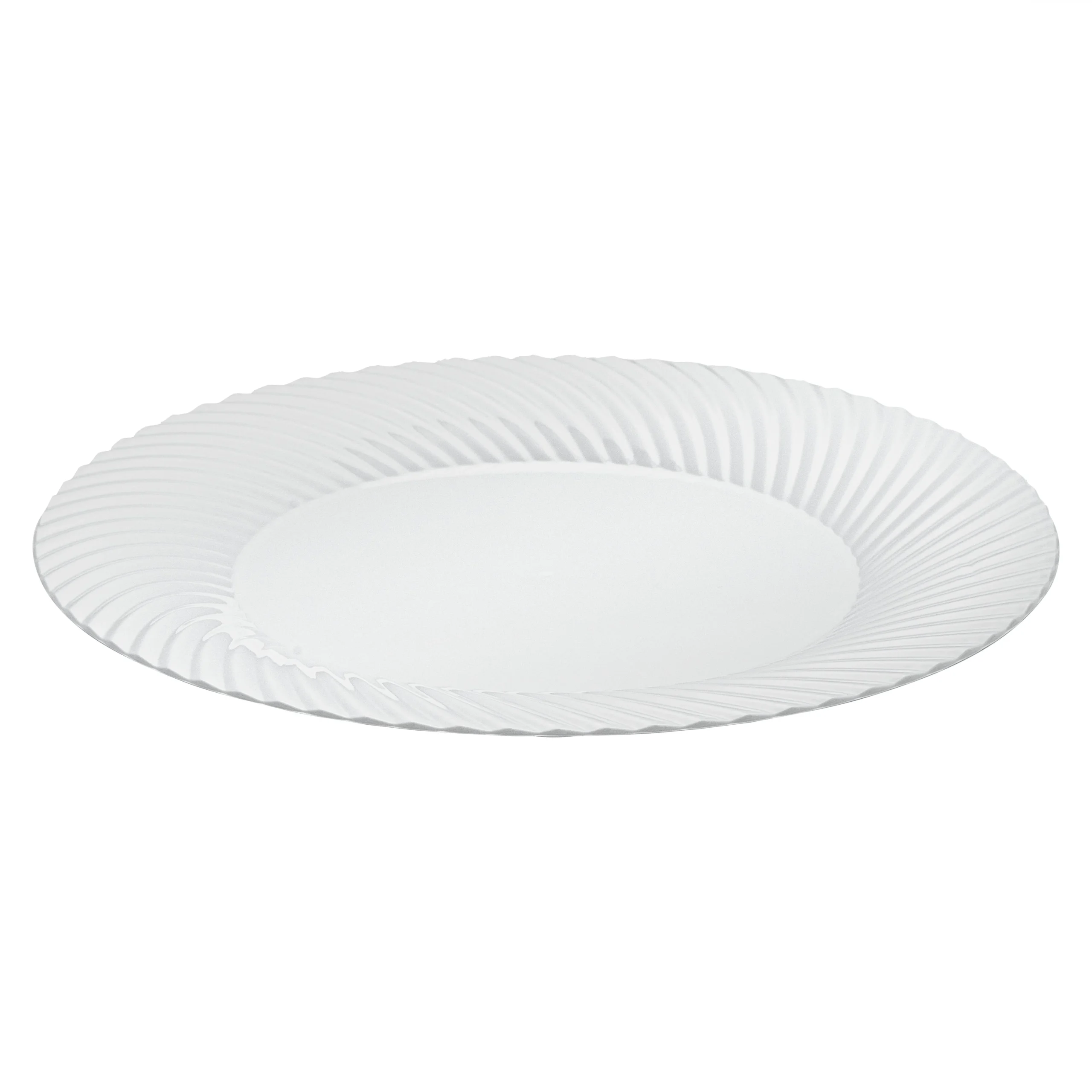Plates, Moderna 7 x 7 x 0.50 Inch, Plastic, White, Wave Textured Rim, Round,40 - 1 EACH