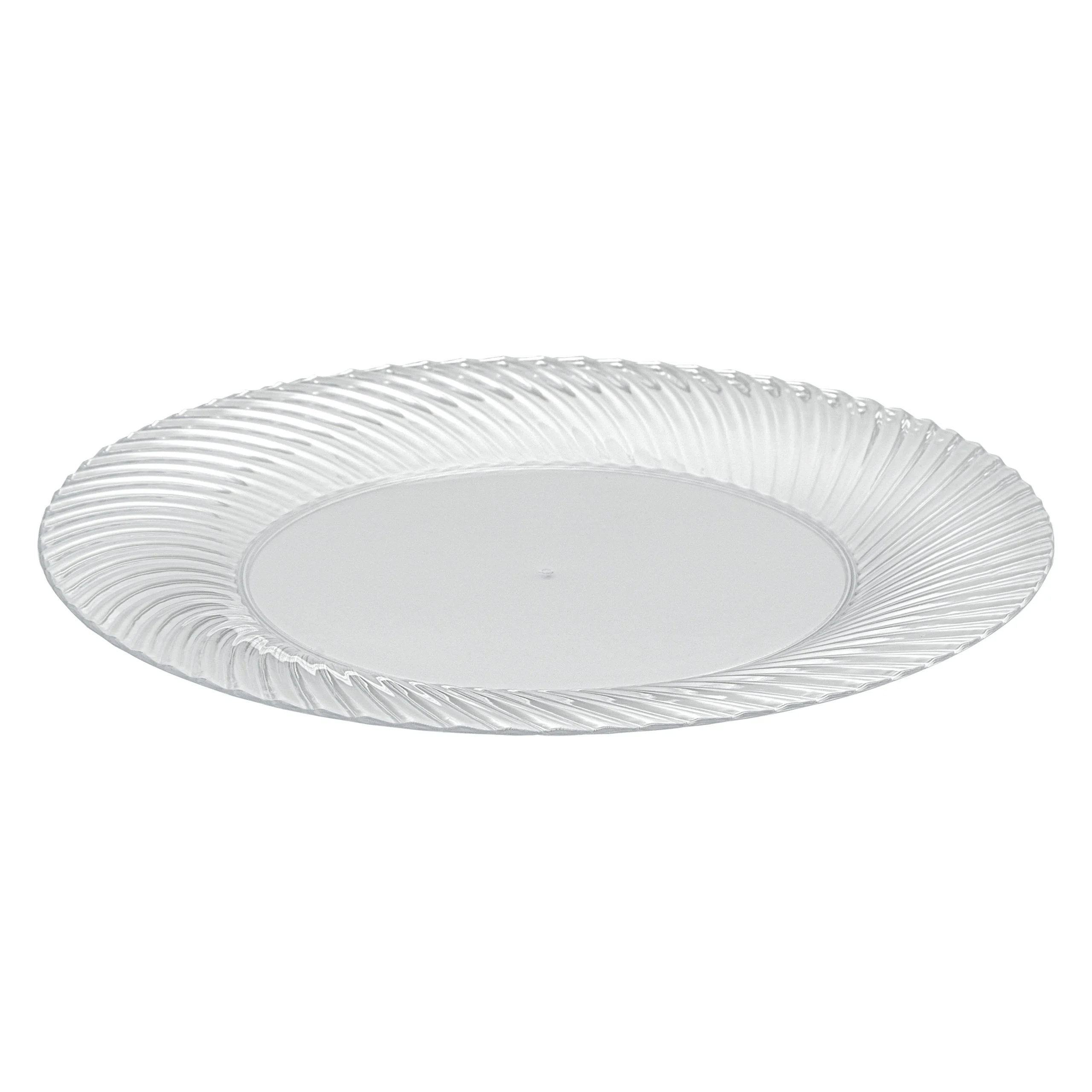Plates, Moderna 7 x 7 x 0.50 Inch, Plastic, Clear, Wave Textured Rim, Round,40 - 1 EACH