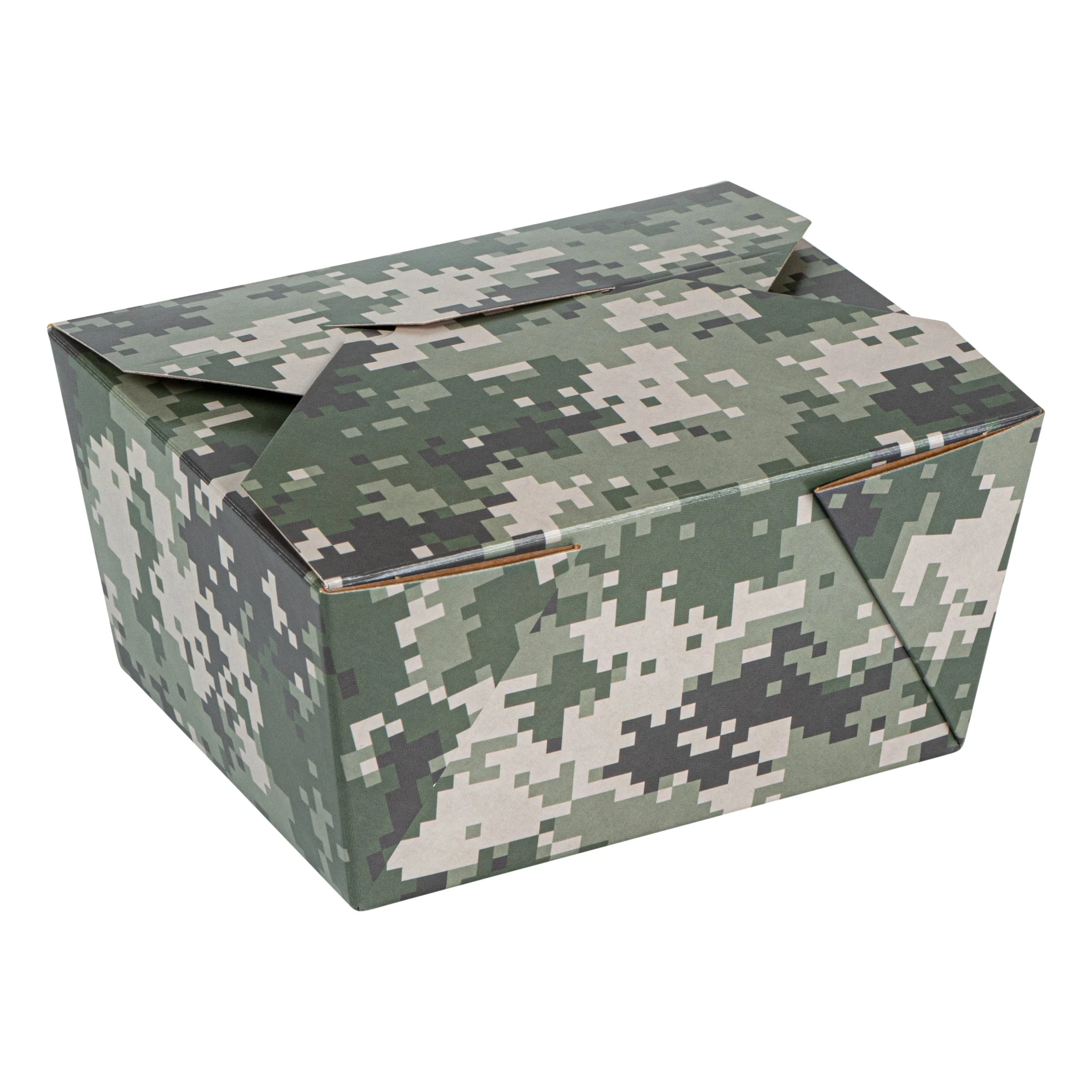 Containers, Take-Out, Bio Tek 30 Ounce, Paper, Camouflage, 5 x 4 x 2.50 Inch, #1, Rectangular,50 - 1 EACH