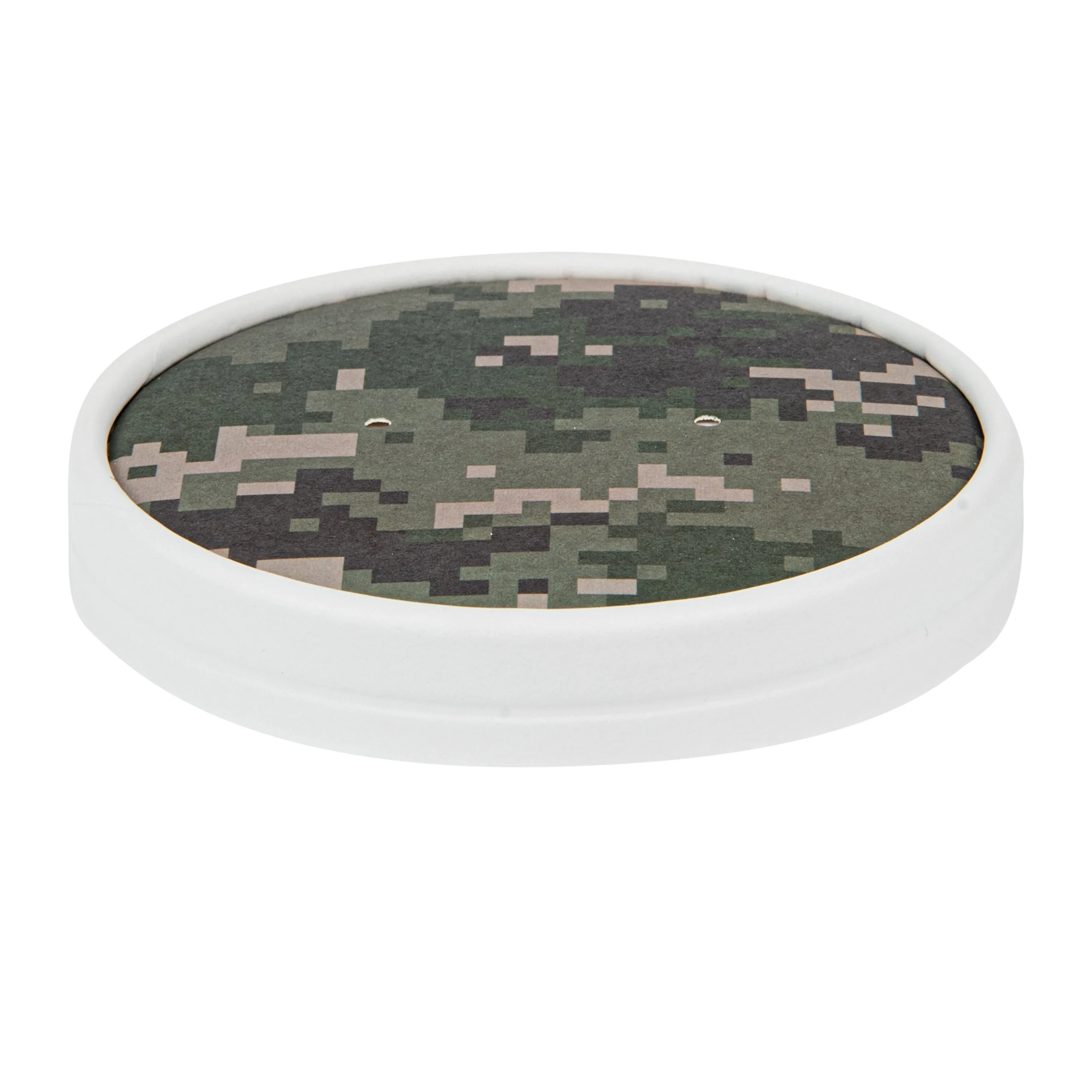 Lids, Flat, Bio Tek, Paper, Camouflage, Round, for 12 Ounce Soup Container,25 - 1 EACH
