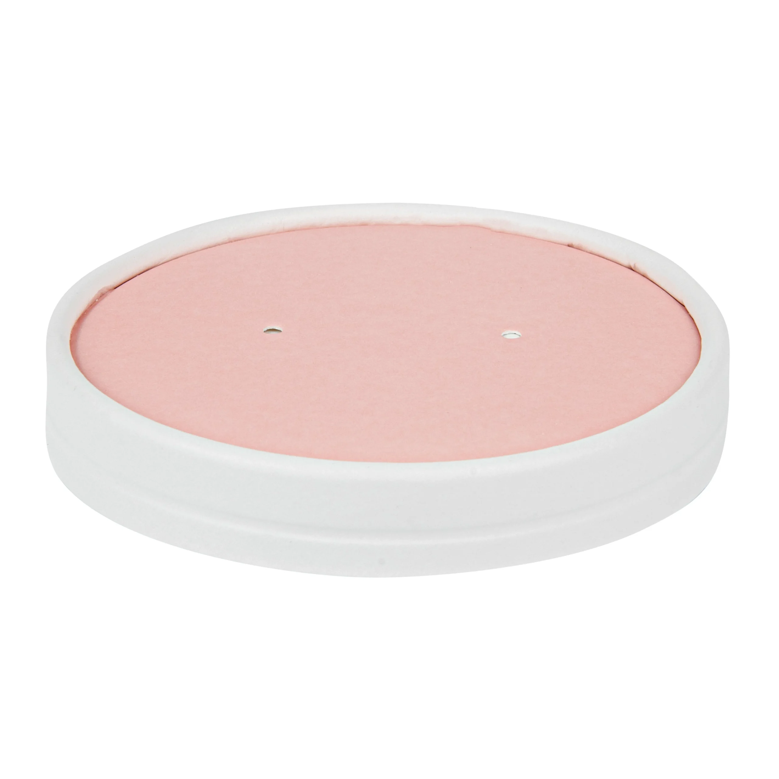 Lids, Flat, Bio Tek, Paper, Pink & White Stripe, Round, for 12 Ounce Soup Container,25 - 1 EACH