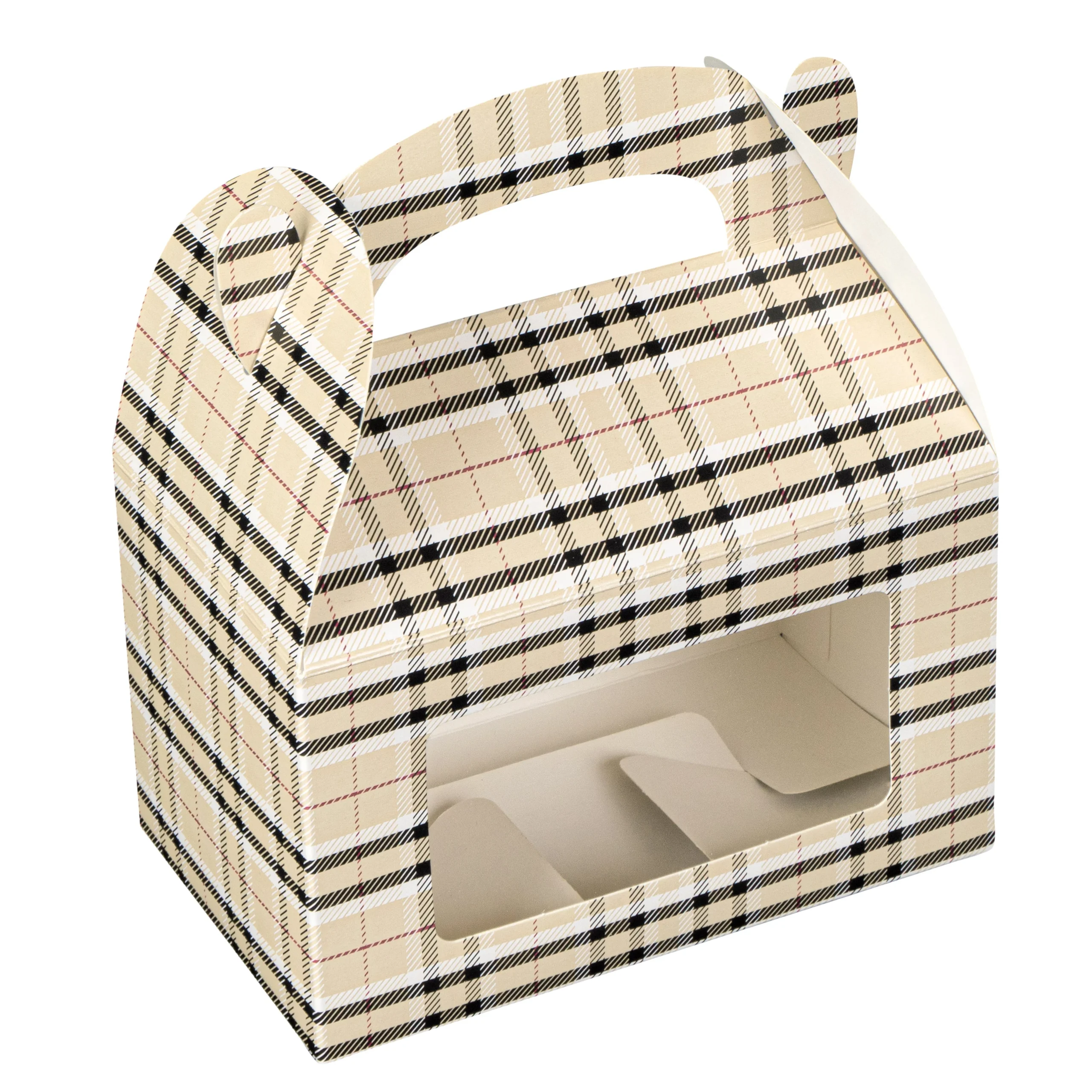 Boxes, Gable & Lunch, Bio Tek 6 x 3.50 x 3.50 Inch, Paper, Plaid, with Window,25 - 1 EACH