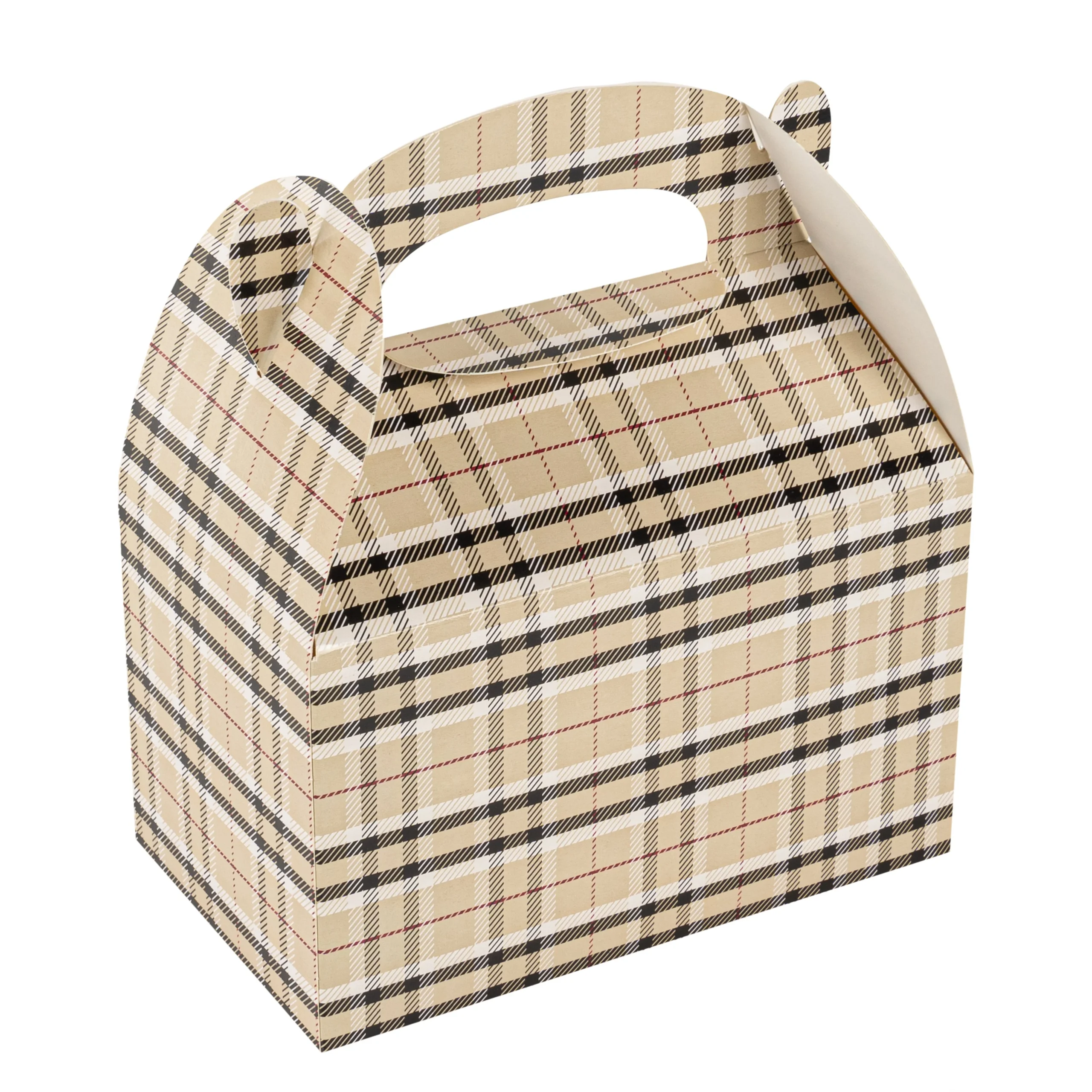 Boxes, Gable & Lunch, Bio Tek 6 x 3.50 x 3.50 Inch, Paper, Plaid, Compostable,25 - 1 EACH