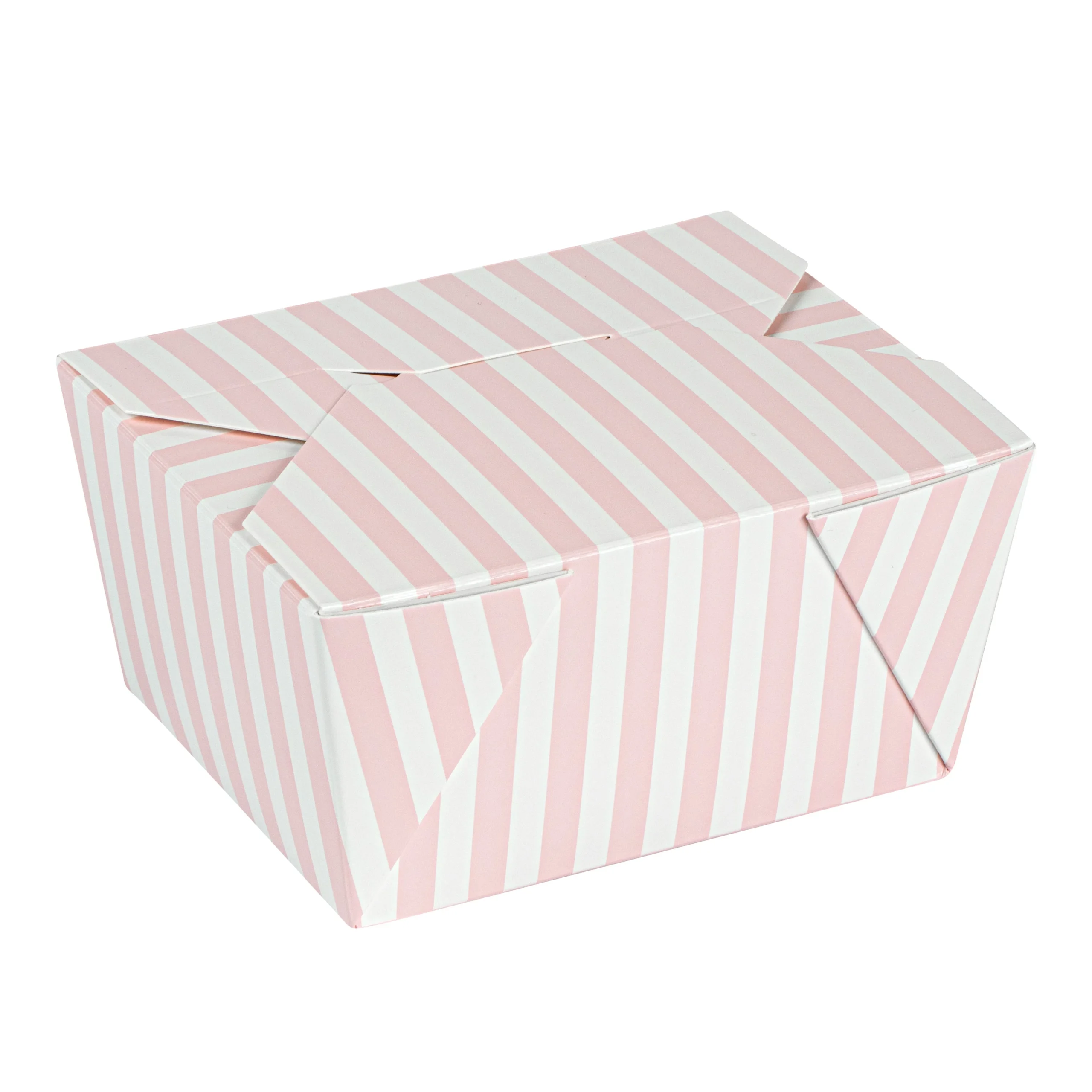 Containers, Take-Out, Bio Tek 30 Ounce, Paper, Pink & White Stripe, 5 x 4 x 2.50 Inch, #1, Rectangular,4 - 50 COUNT