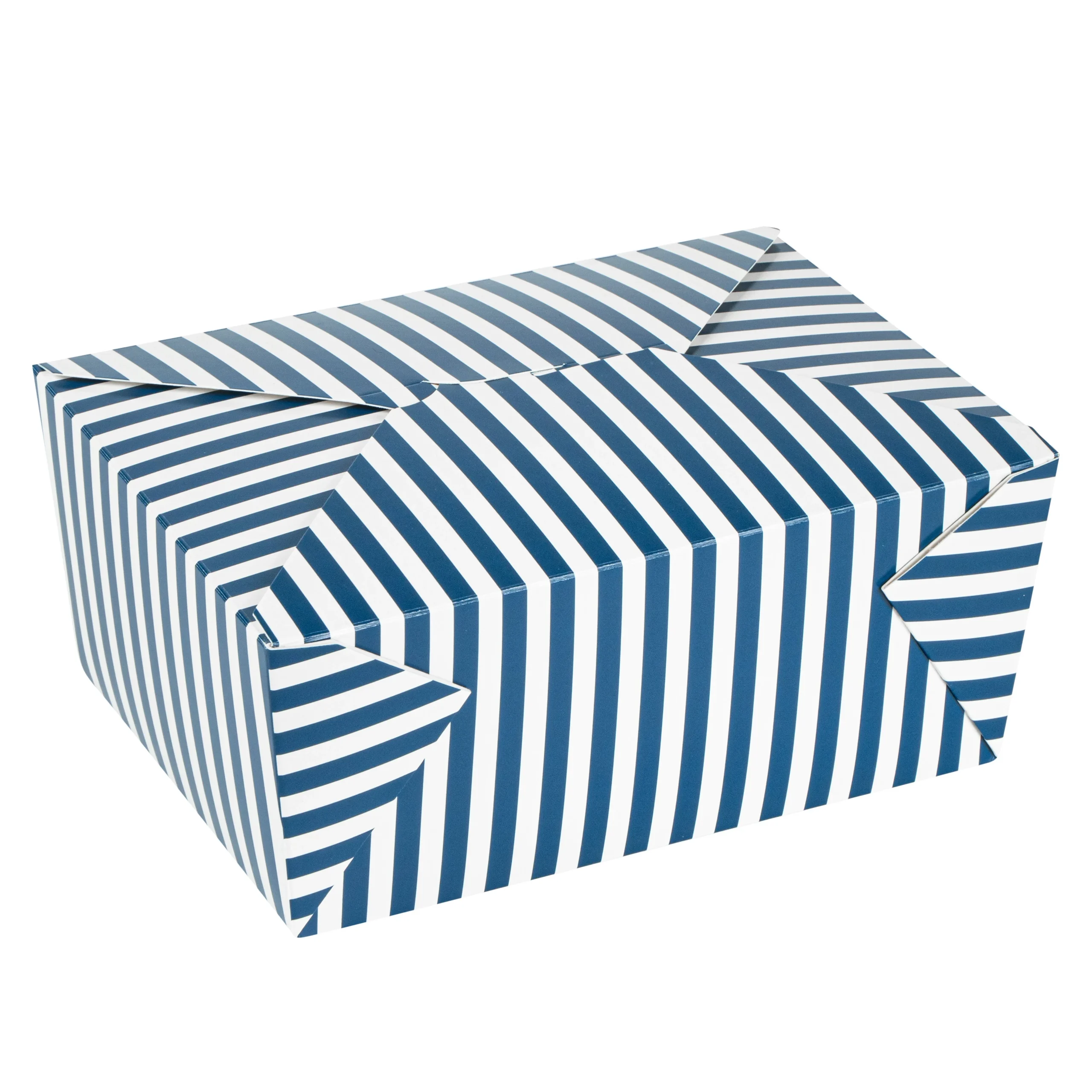 Containers, Take-Out, Bio Tek 98 Ounce, Paper, Blue & White Stripe, 8.50 x 6.25 x 3.50 Inch, #4,4 - 50 COUNT