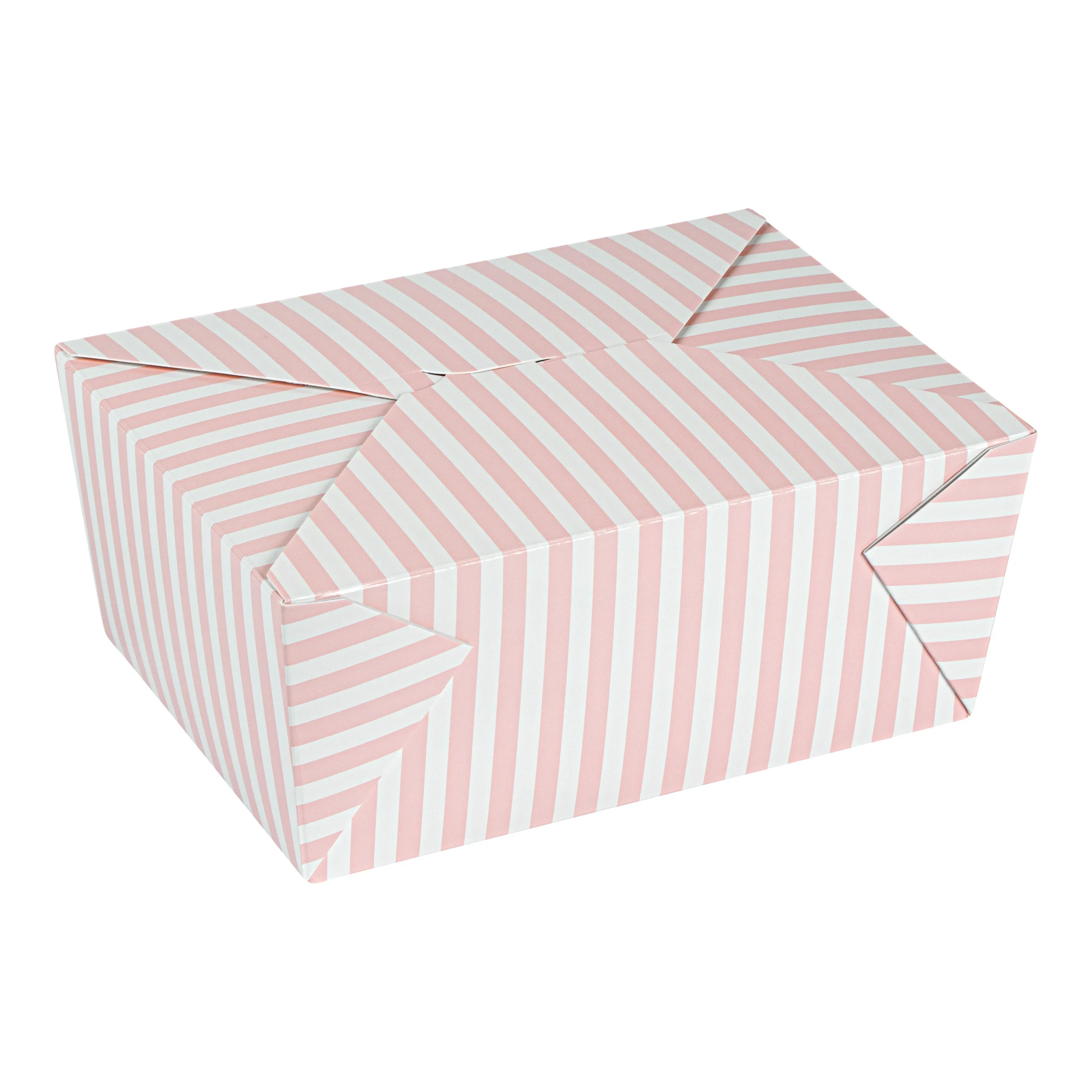Containers, Take-Out, Bio Tek 98 Ounce, Paper, Pink & White Stripe, 8.50 x 6.25 x 3.50 Inch, #4,4 - 50 COUNT