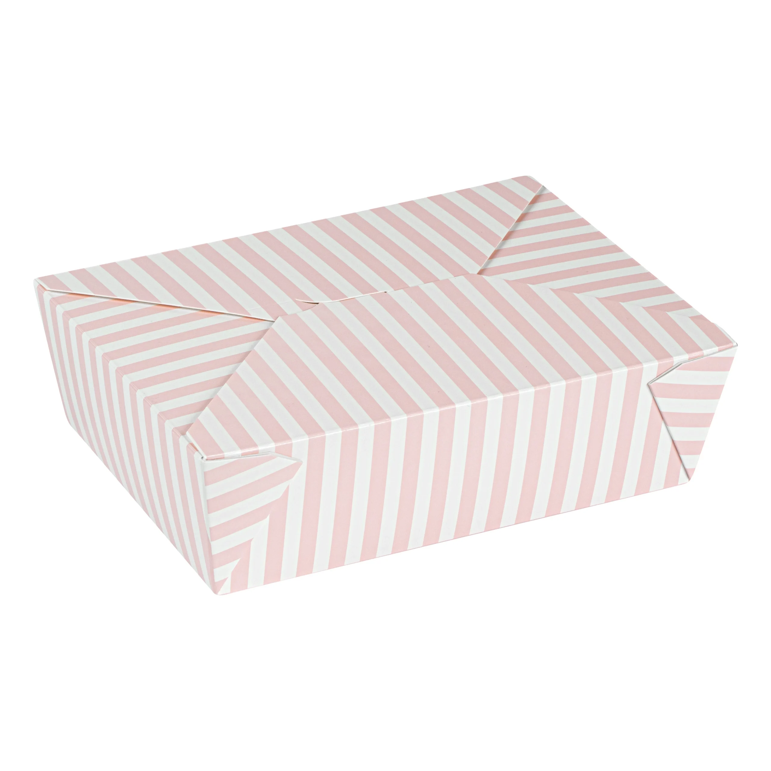 Containers, Take-Out, Bio Tek 71 Ounce, Paper, Pink & White Stripe, 8.50 x 6.25 x 2.50 Inch, #3, Rectangular,4 - 50 COUNT