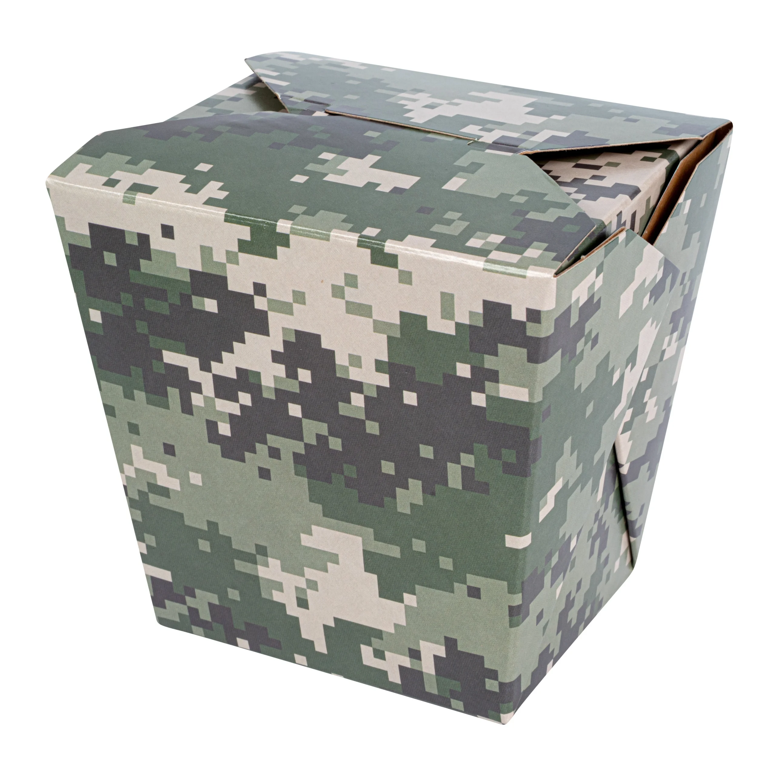 Containers, Noodle Take-Out, Bio Tek 26 Ounce, Paper, Camouflage, Square,4 - 50 COUNT