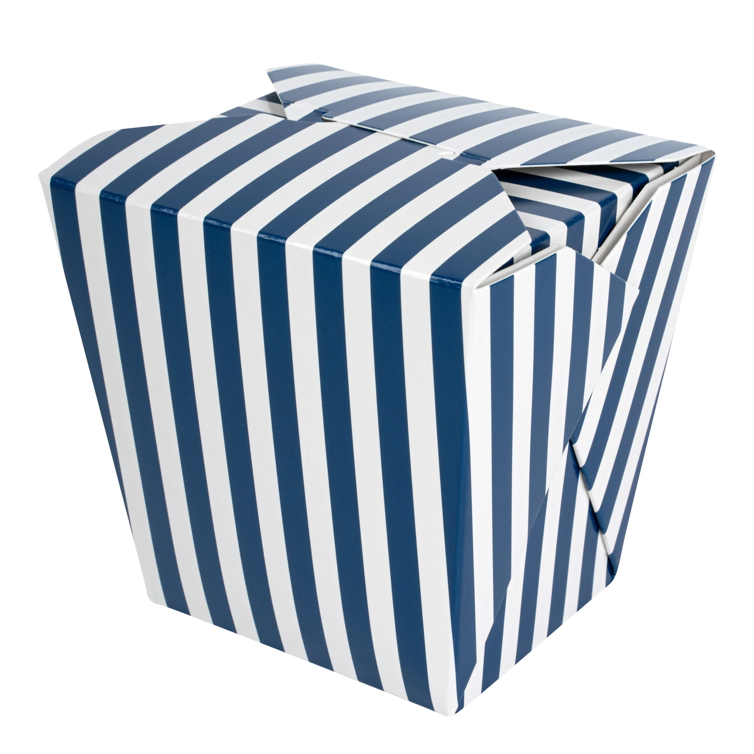 Containers, Noodle Take-Out, Bio Tek 26 Ounce, Paper, Blue & White Stripe, Square,4 - 50 COUNT