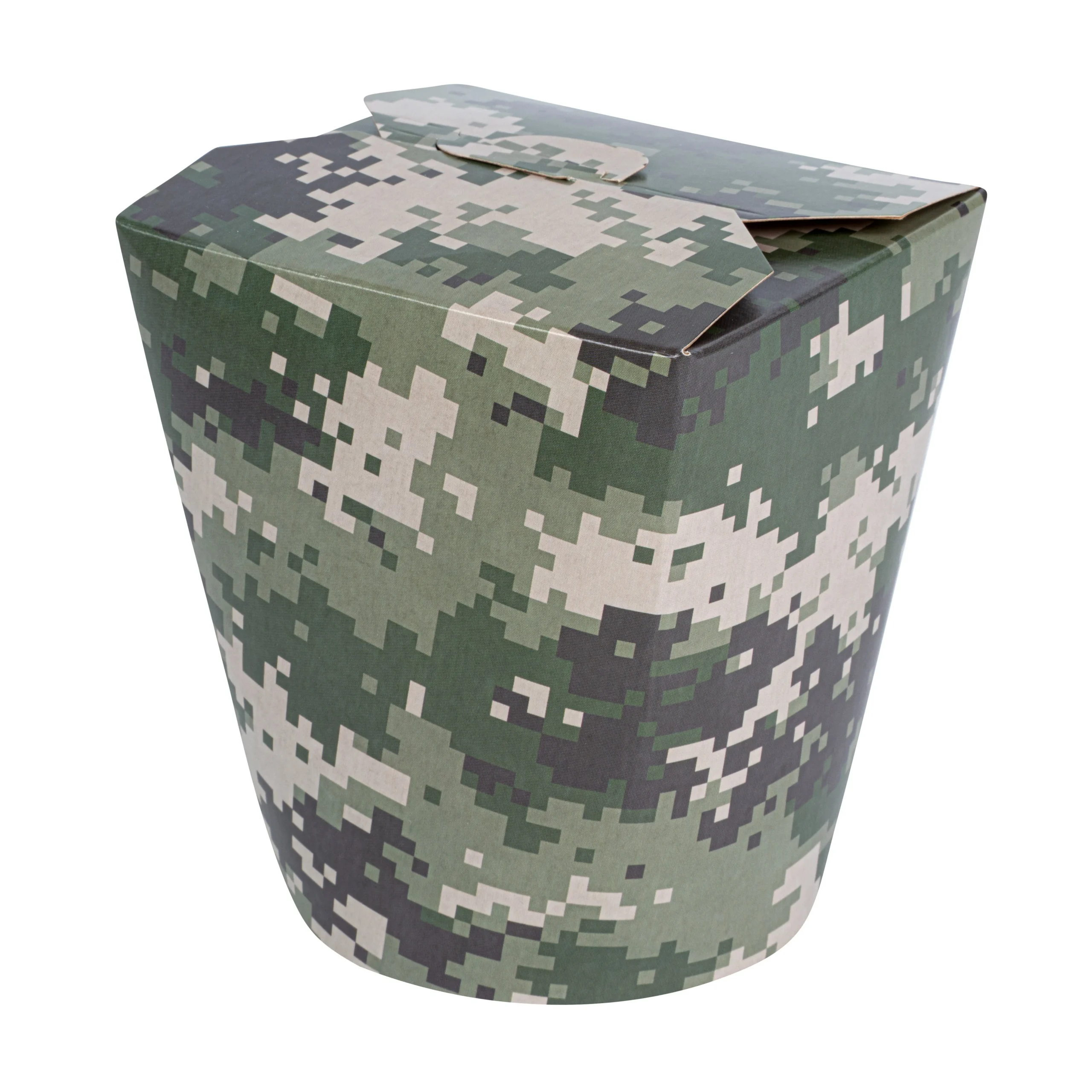 Containers, Noodle Take-Out, Bio Tek 32 Ounce, Paper, Camouflage, Round,4 - 50 COUNT