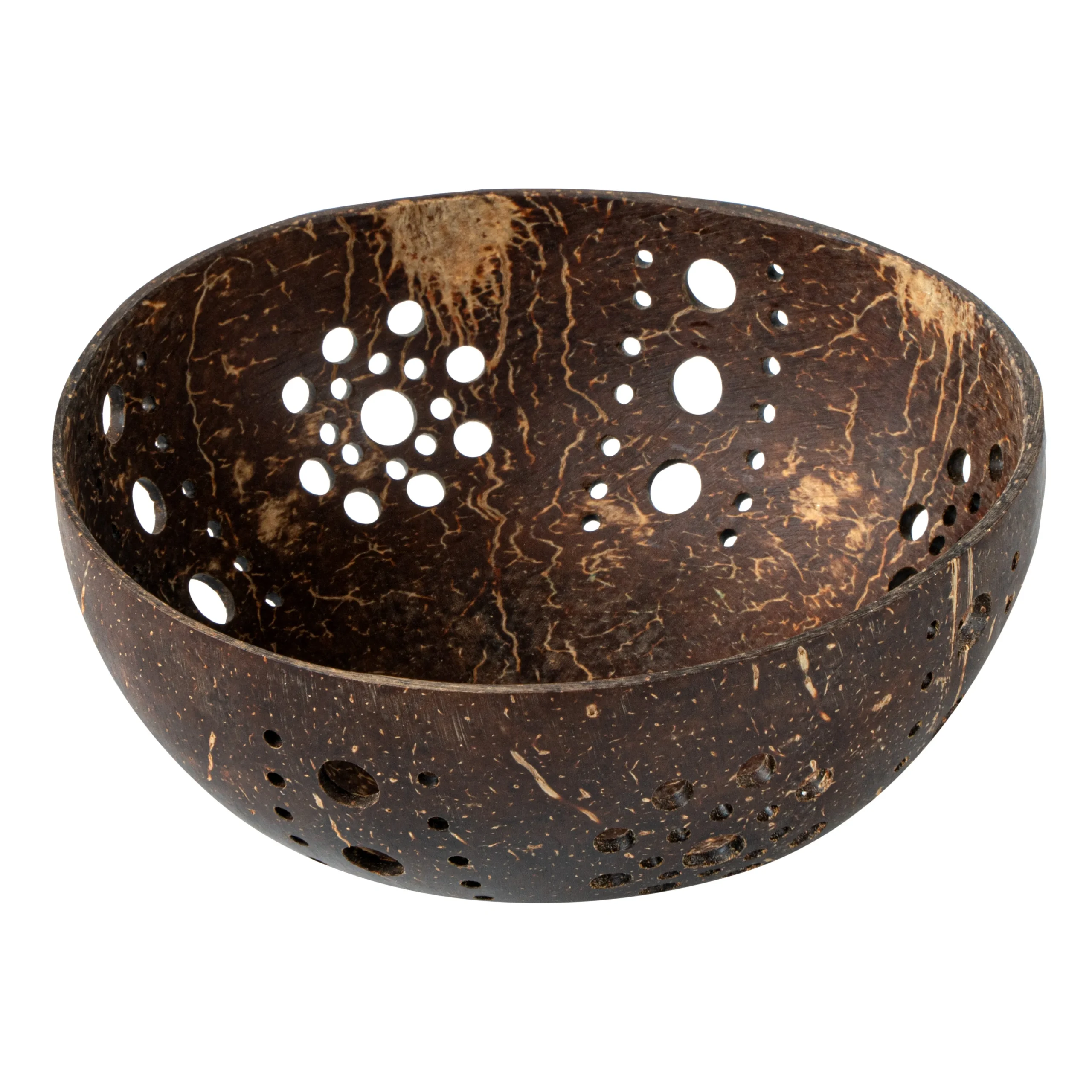 Holders, Candle, Coco Casa, 5 x 5 x 2 Inch, Coconut Shell, Brown, Sun Pattern,10 - 1 EACH