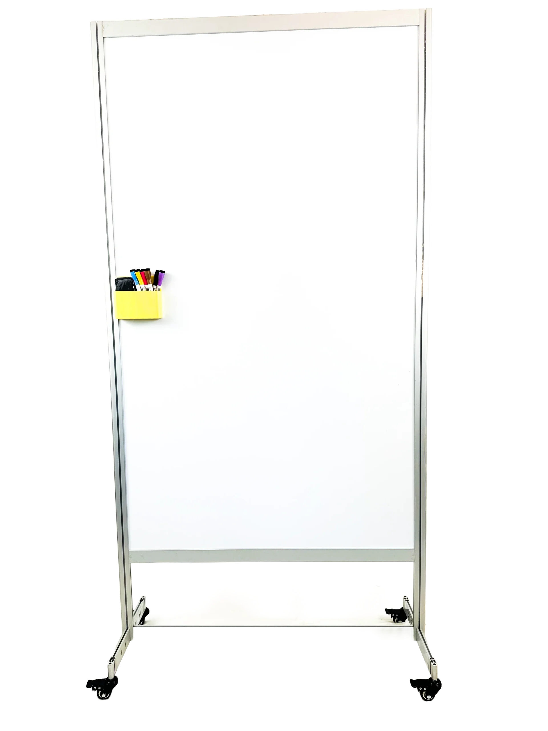 Whiteboard, Dry Erase, contains 4 Casters with Brakes, includes Markers/Eraser/Magnetic Tray,1 - 1 EACH