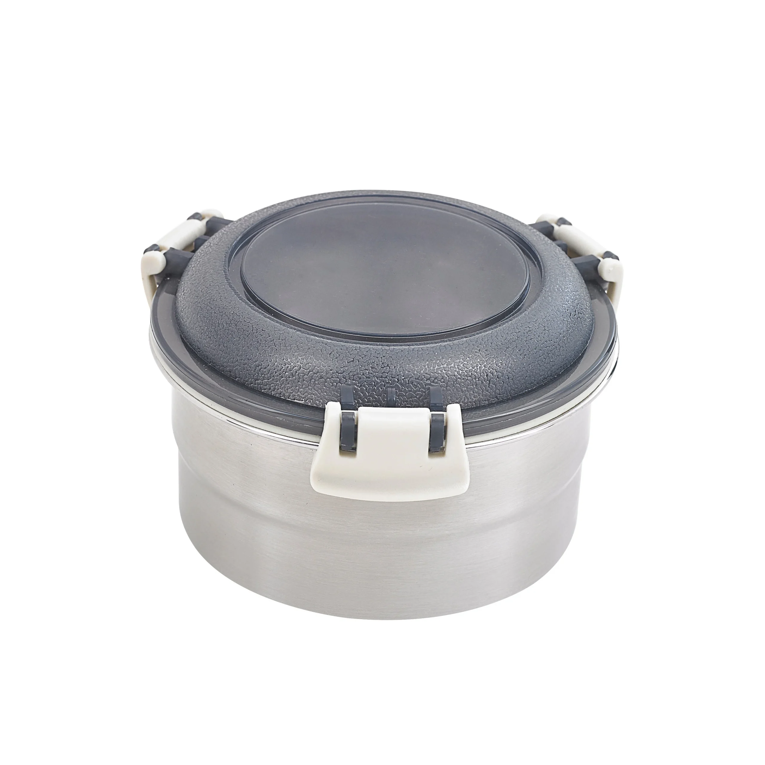 Box, Lunch, Noxbox 20 Ounce, Reusable, Round, Stainless Steel, 5.39 x 5.39 x 2.87 Inch, with Black Plastic Lid,12 - 1 EACH