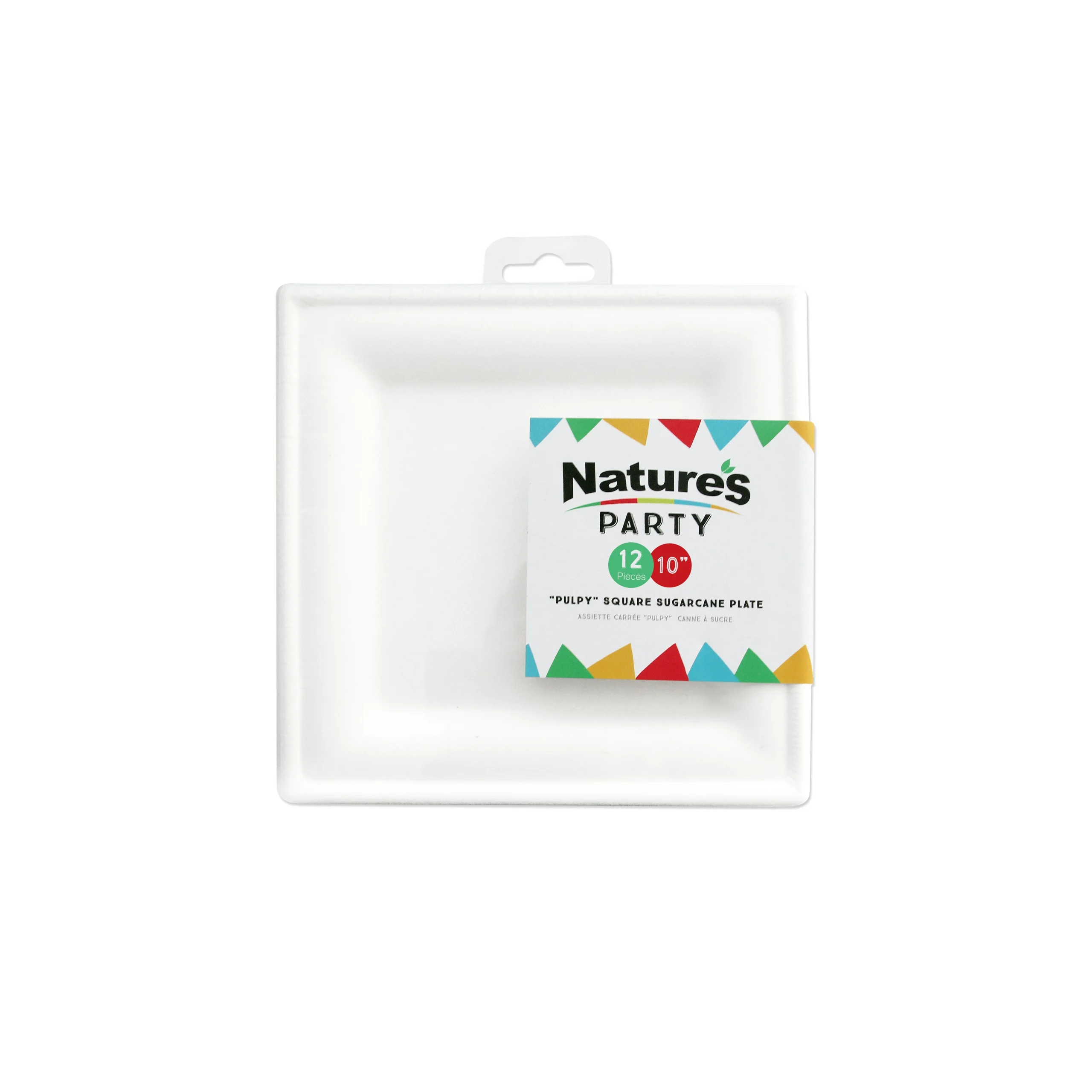 Plates, 10.24 x 10.24 Inch, Sugarcane Fiber, White, Square,18 - 10 COUNT