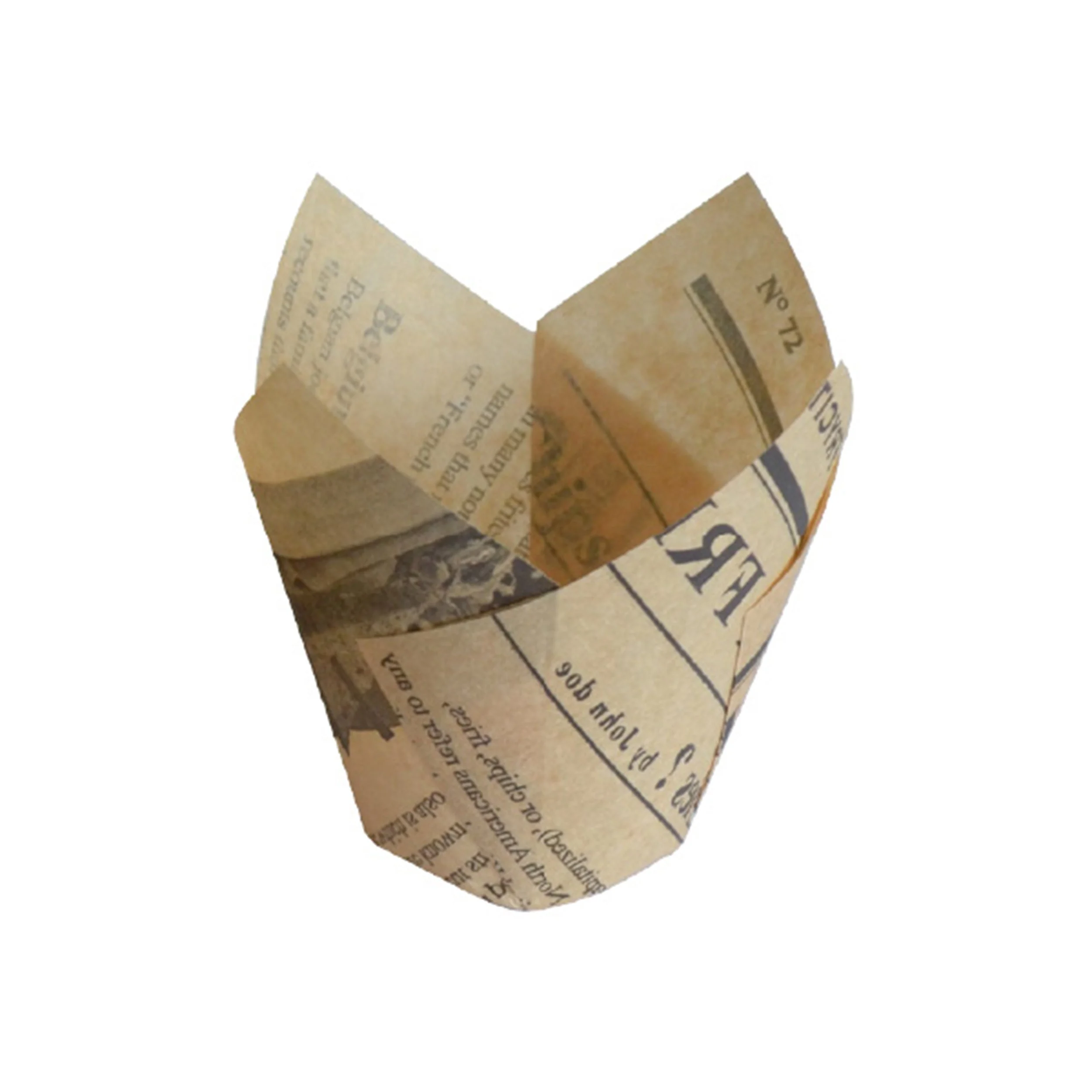 Cups, Baking, 5 Ounce, Paper Tulip, Newsprint, 6.90 x 2.35 Inch,24 - 12 COUNT