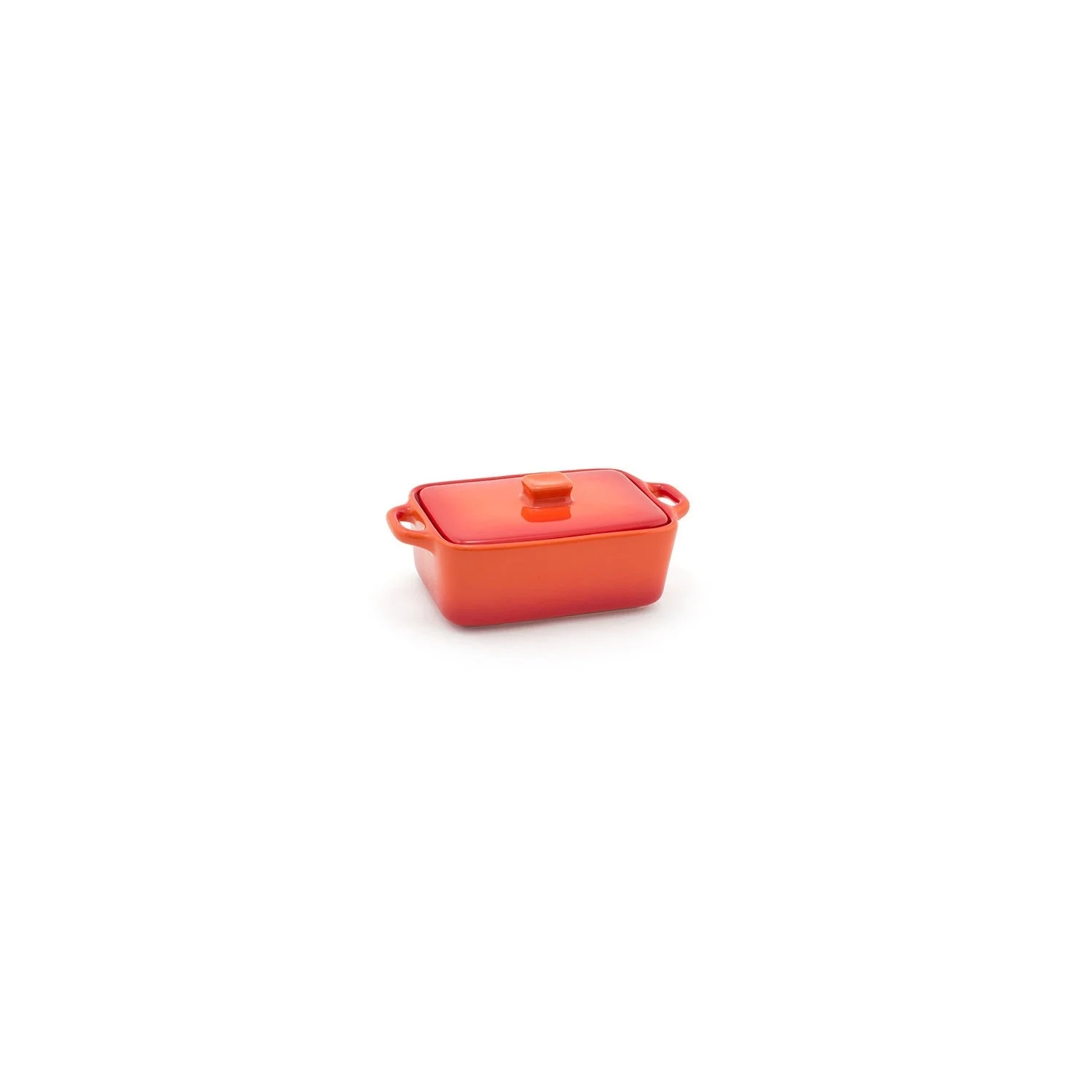 Dishes, Ovenware, Kiln, 10 Ounce, Blood Orange, 3.75 x 6.25 Inch, Rectangular, with Lid,12 - 1 EACH