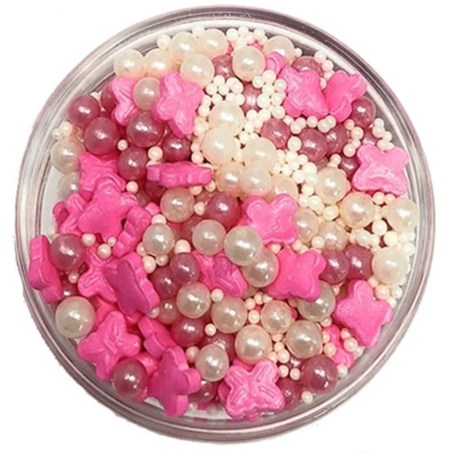 Sprinkle Mix, Butterfly Delight, Pink Butterfly Shaped/Pink/White Assortment,6 - 1 POUND