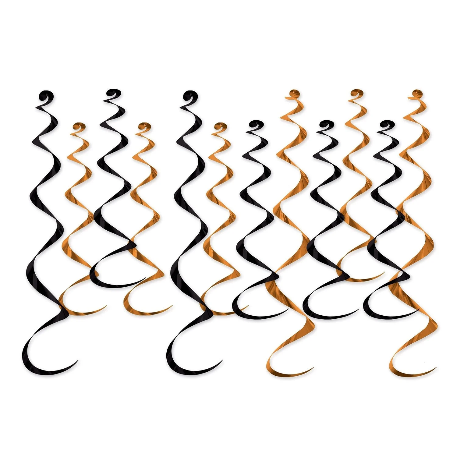 Decorations, Whirl, Orange & Black, Assorted Size, Metallic,1 - 6 COUNT