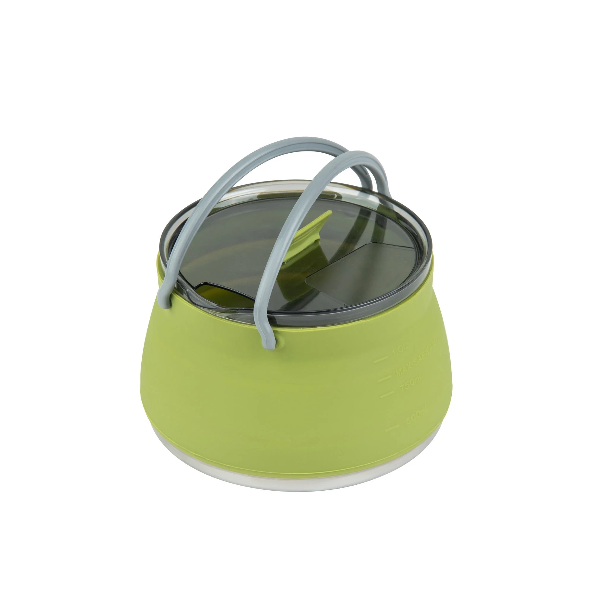 Kettle, Hi Tek 1 Liter, Collapsible, Green, Silicone, 6 x 6 x 4.25 Inch, includes Lid,1 - 1 EACH