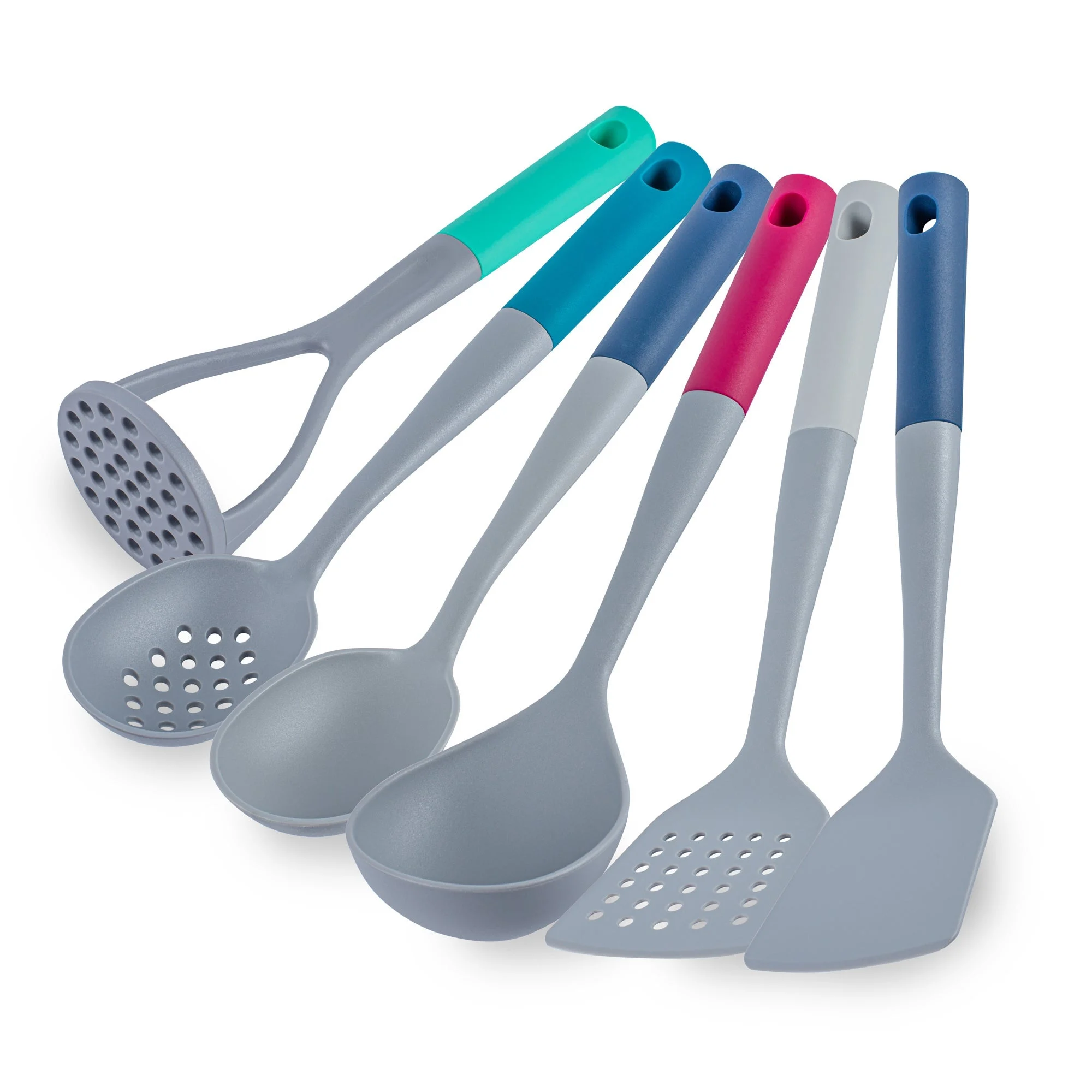 Utensil Sets, High Heat Cooking, Met Lux 6-Piece, Nylon, Gray, Assorted Color Handle,10 - 1 EACH